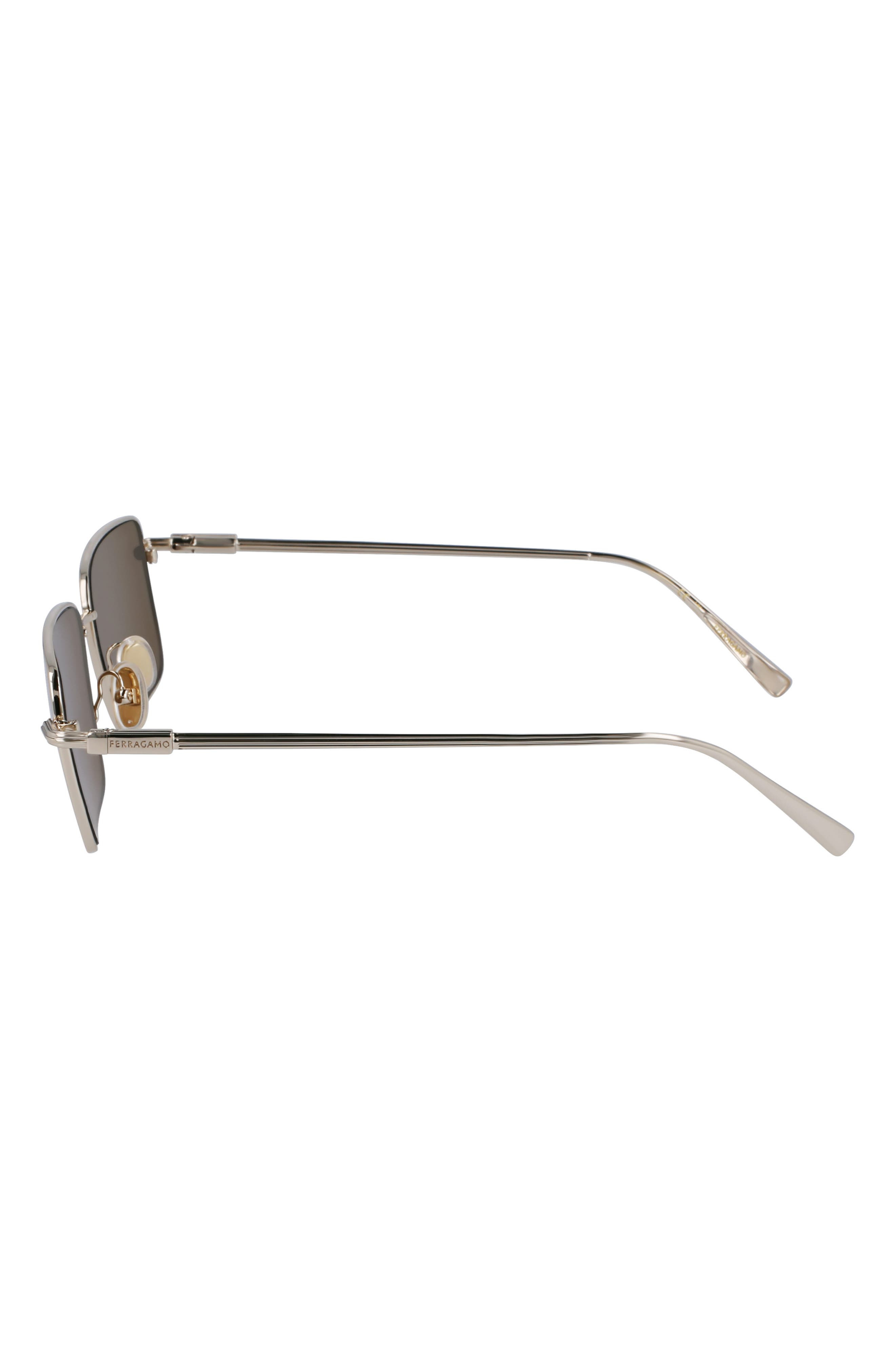 FERRAGAMO Gancini Evolution 57mm Rectangular Sunglasses in Gold/Brown at Nordstrom - 4