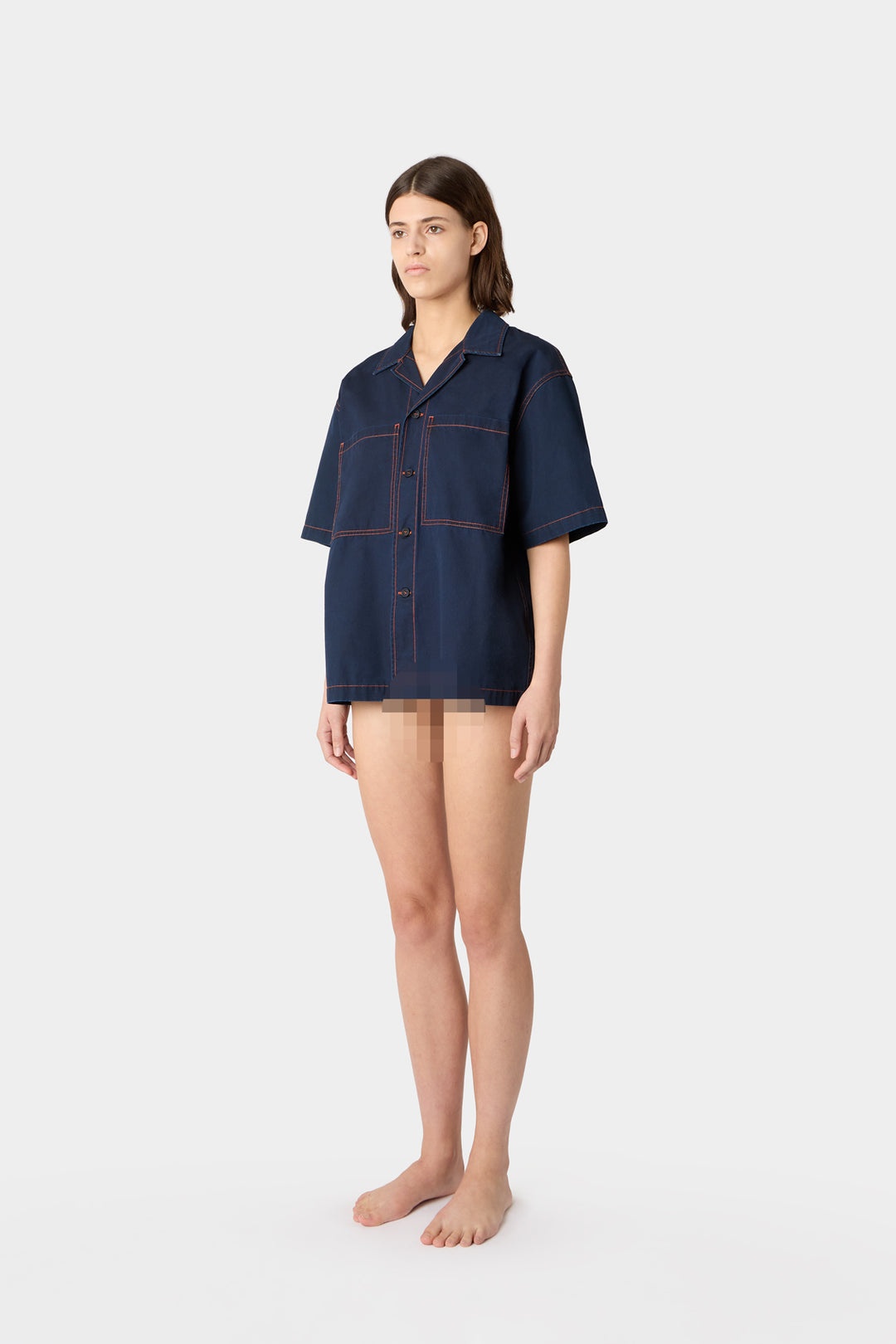 POCKET SHORTSLEEVE SHIRT / mid-washed denim - 5