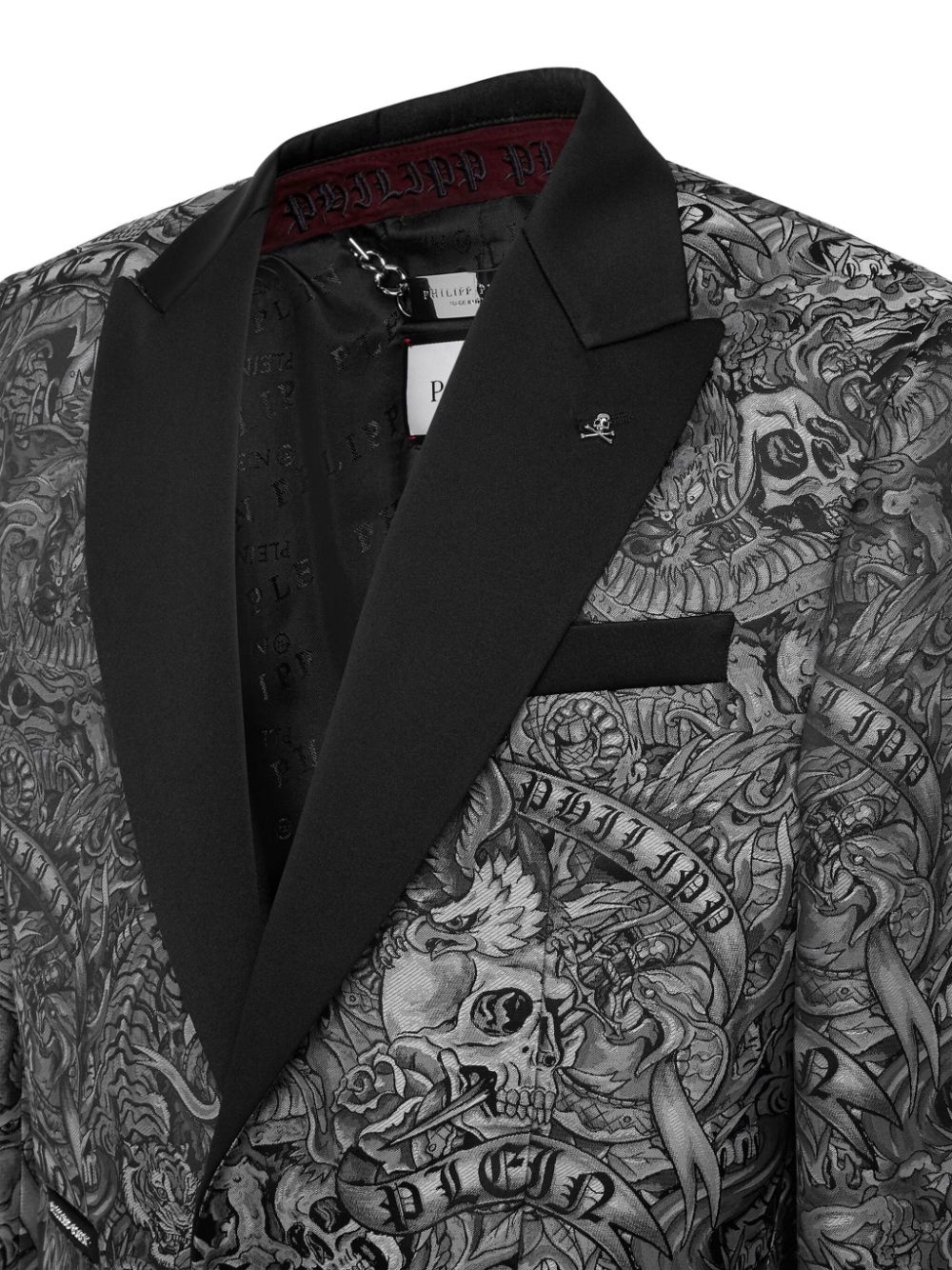 tattoo-print twill blazer - 3