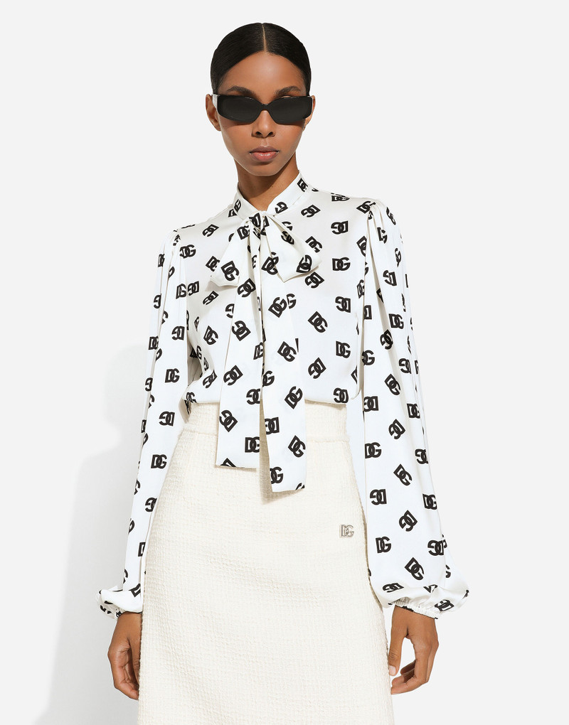 Charmeuse shirt with all-over DG logo print 4