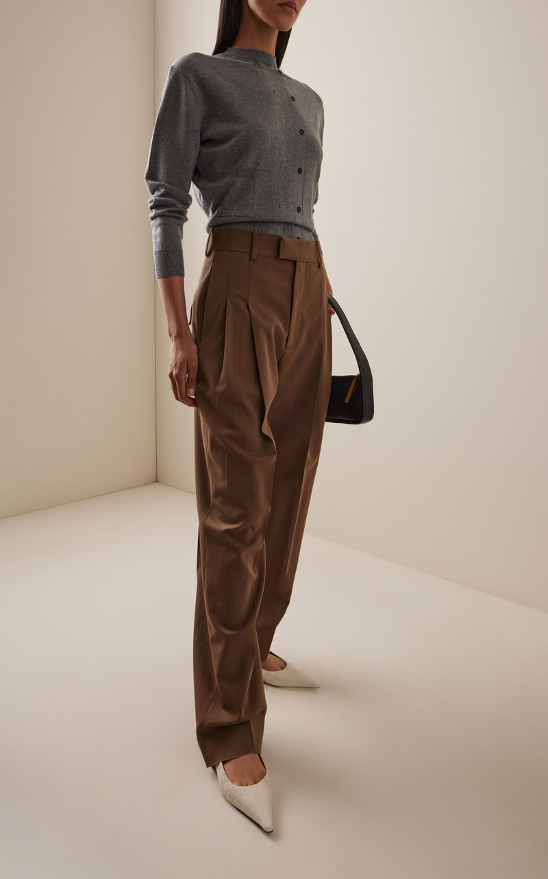 MARIE ADAM-LEENAERDT Trompe l'Oeil Wool-Cotton Cardigan grey outlook