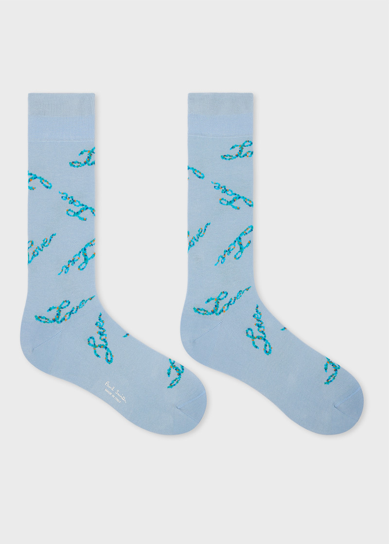 Paul Smith Sky Blue 'Love' Socks outlook