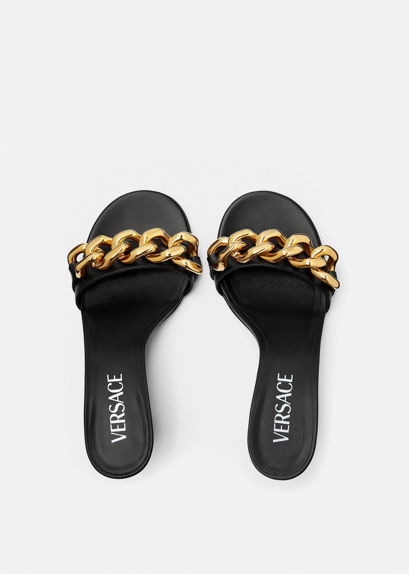 Chain Mid-Heel Leather Mules - 3