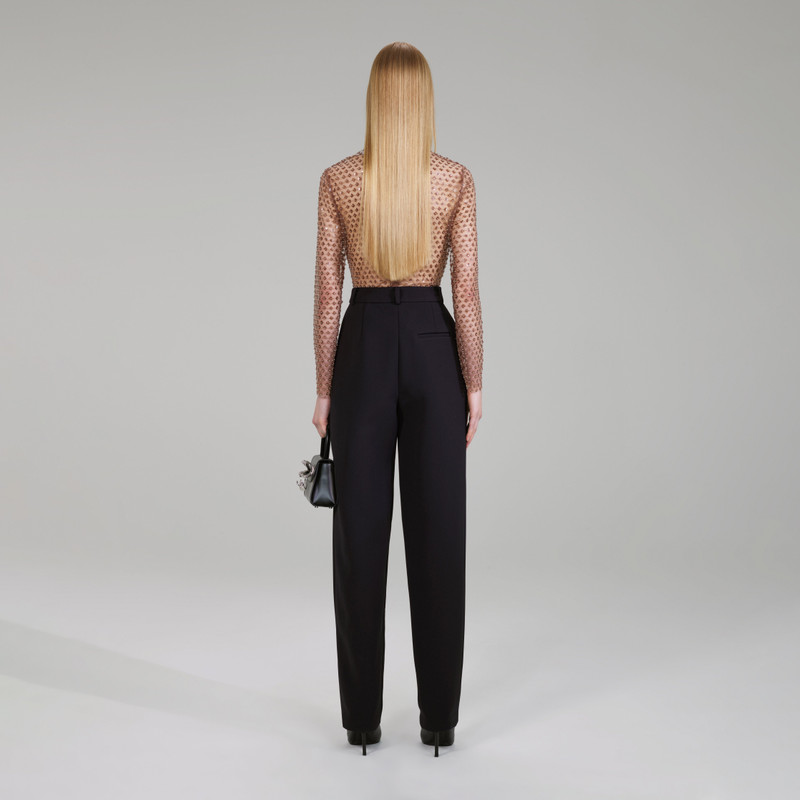 self-portrait Dot Sequin Mesh Long Sleeve Top outlook