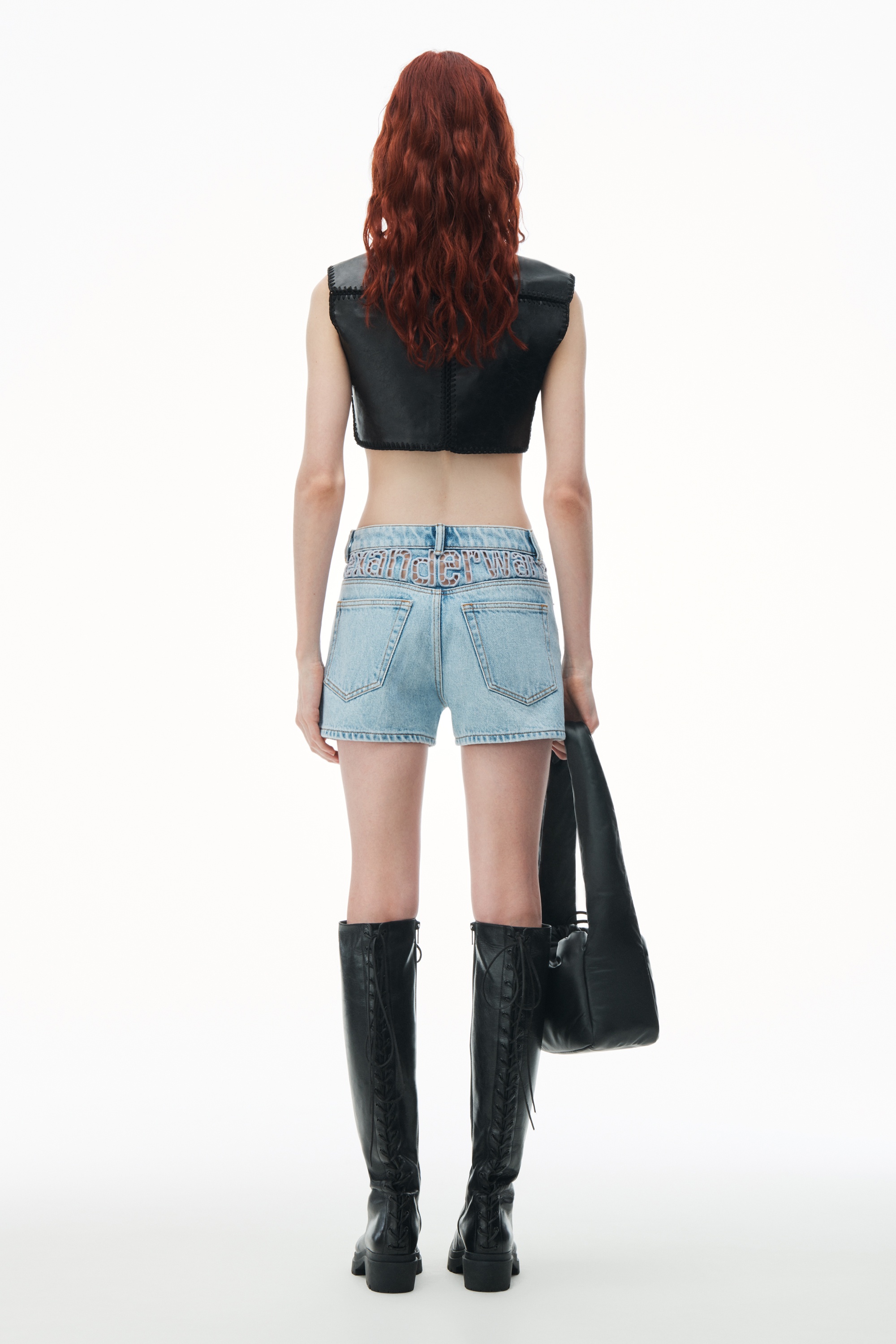High Rise Shorty in Recycled Denim - 4