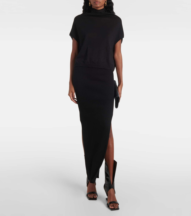 Rick Owens Sacriskirt ribbed-knit midi skirt outlook