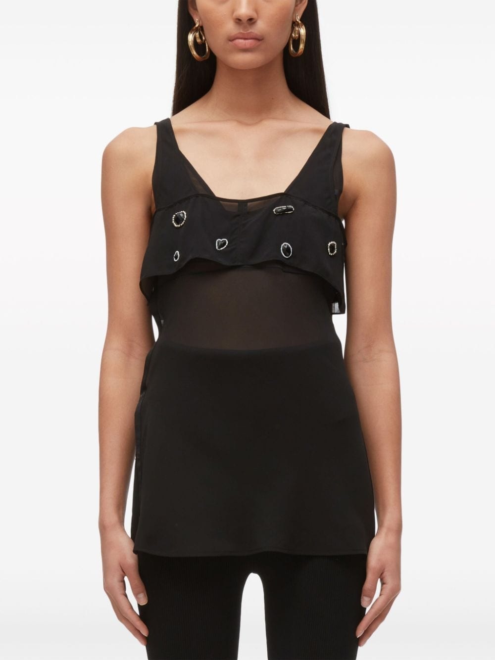 gemstone-embellished silk tank top - 3