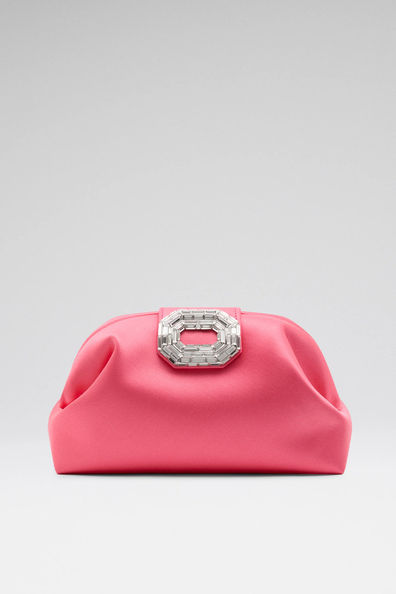 CAMELIA CLUTCH CORAL SATIN 1
