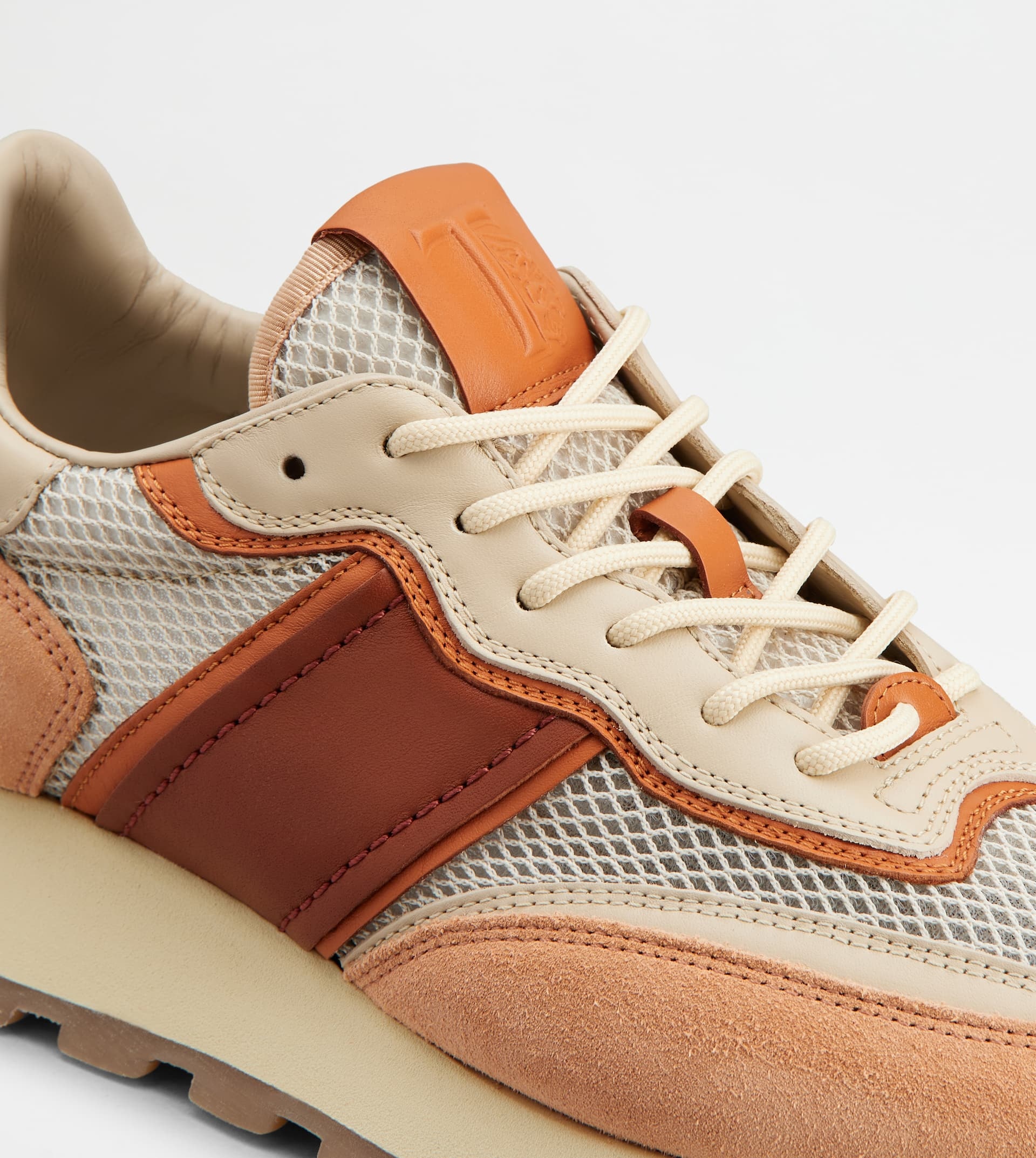 SNEAKERS IN SUEDE AND FABRIC - BEIGE, ORANGE - 5