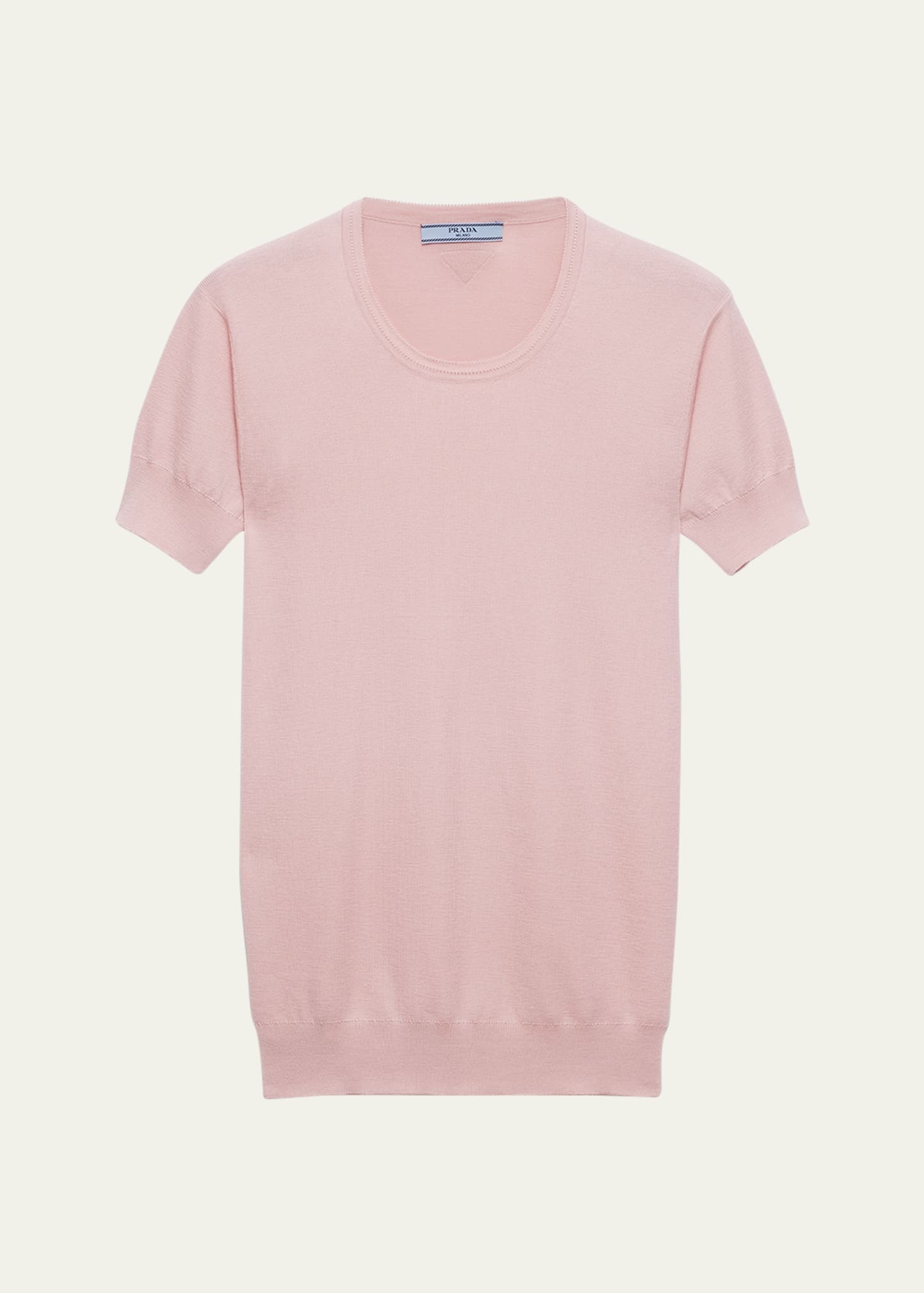 Silk-Cotton Short-Sleeve Sweater - 1