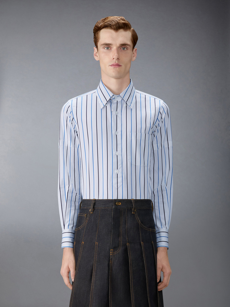 Thom Browne STRIPED POPLIN ARMBAND POPOVER ARMBAND SHIRT outlook