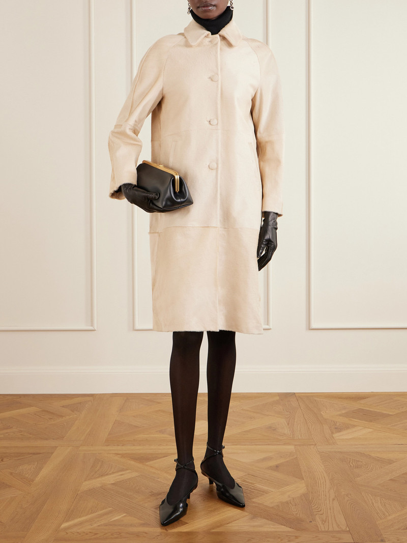 NOUR HAMMOUR Paneled Calf Hair Coat outlook