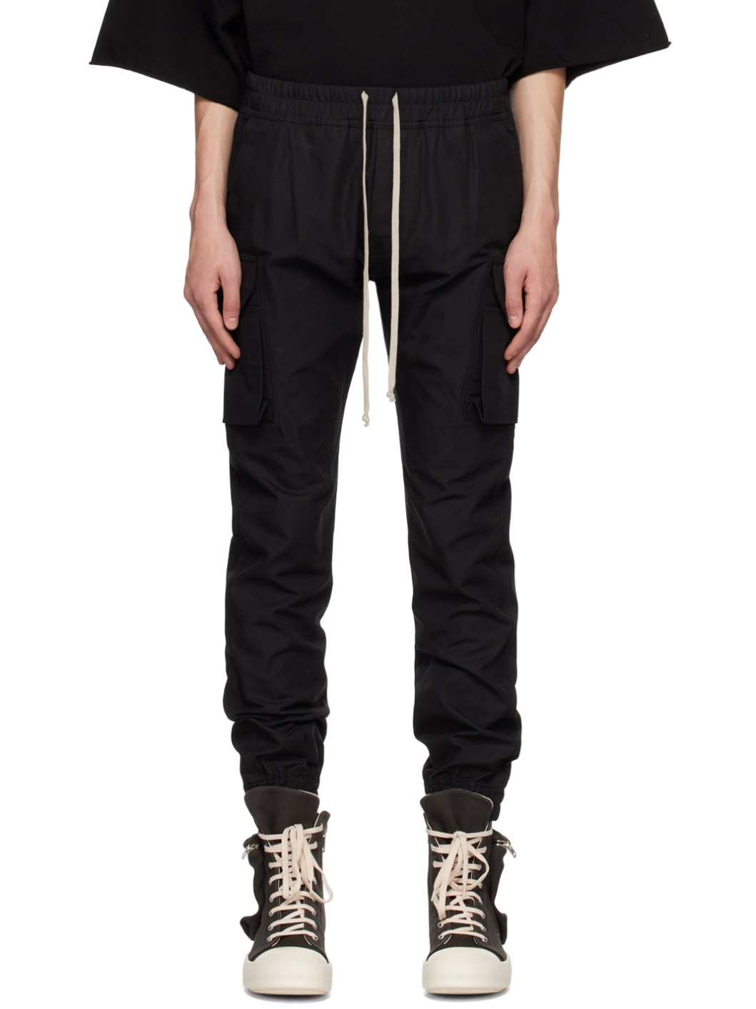 Black Mastodon Cut Cargo Pants - 1