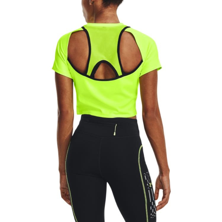 (WMNS) Under Armour Run Anywhere Crop T-shirt 'Neon Yellow' 1376816-369 - 3