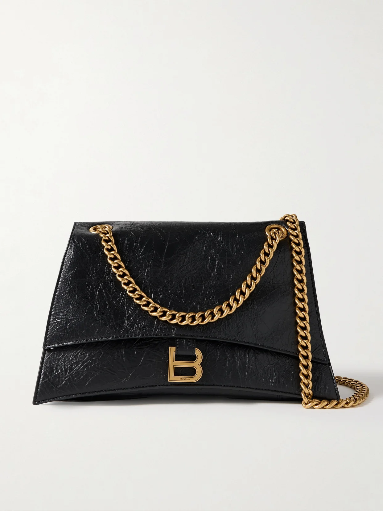 Hourglass Crinkled-leather Shoulder Bag - 1