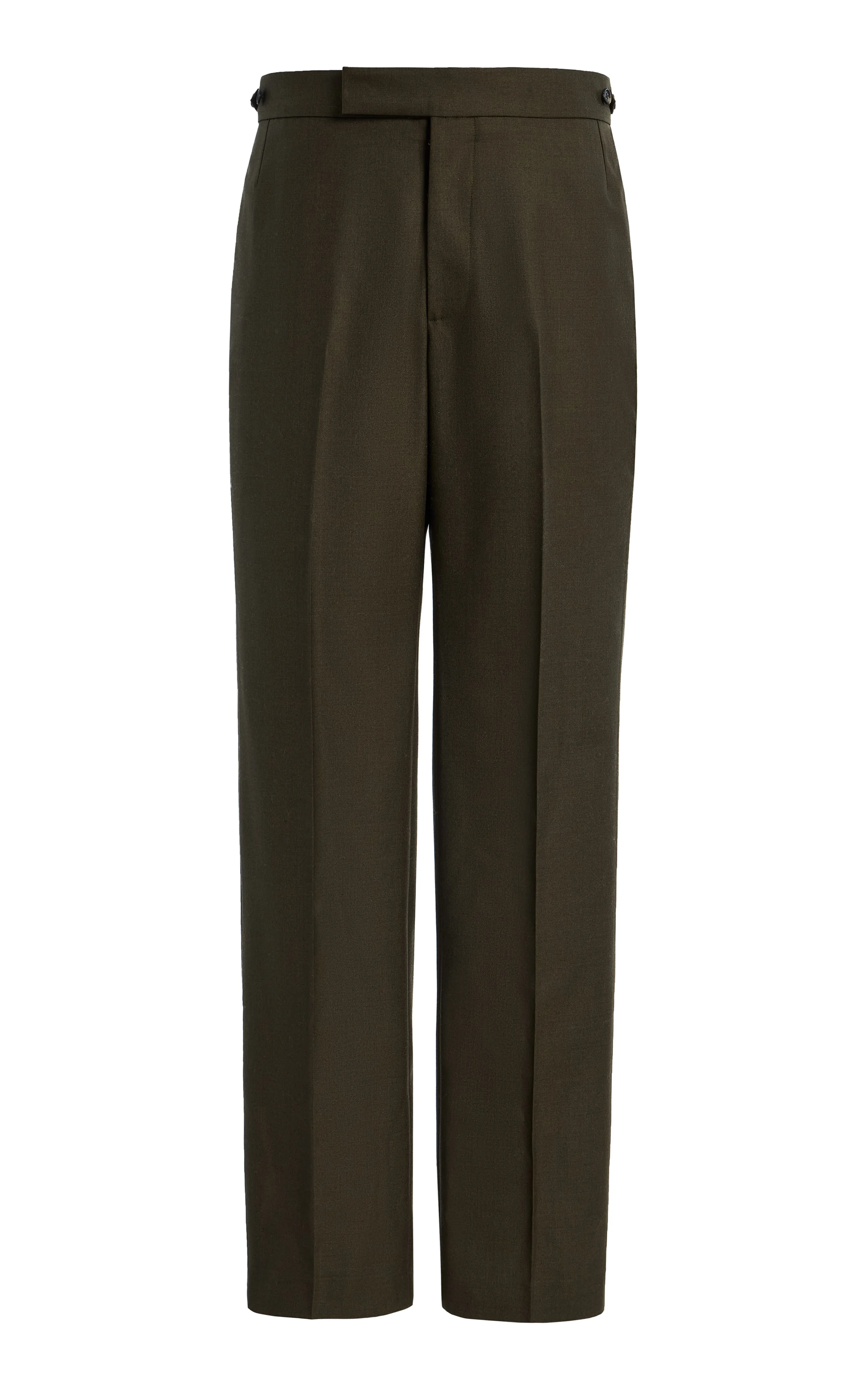 Sebastian Slim-leg Pant in Olive Wool Cashmere Flannel - 1