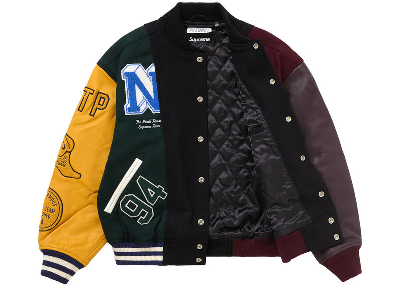 Supreme Supreme MM6 Maison Margiela Split Varsity Jacket Multicolor outlook