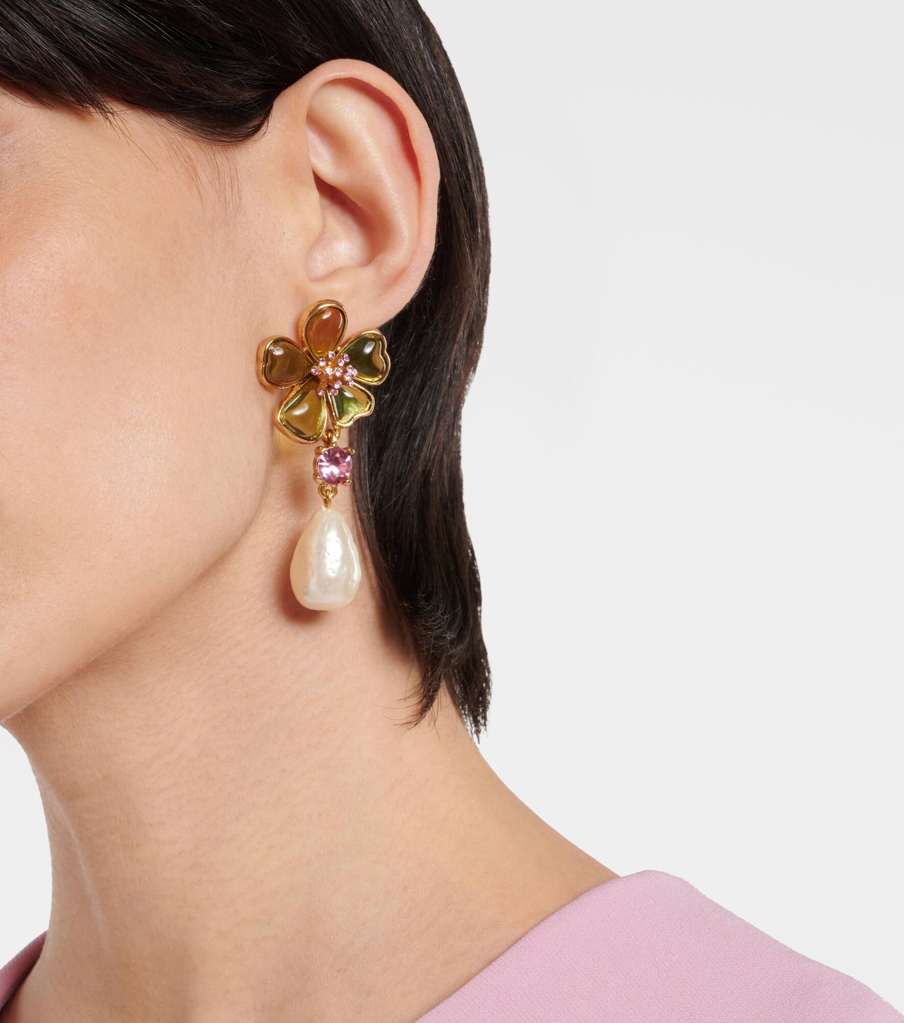 Floral embellished drop earrings - 3