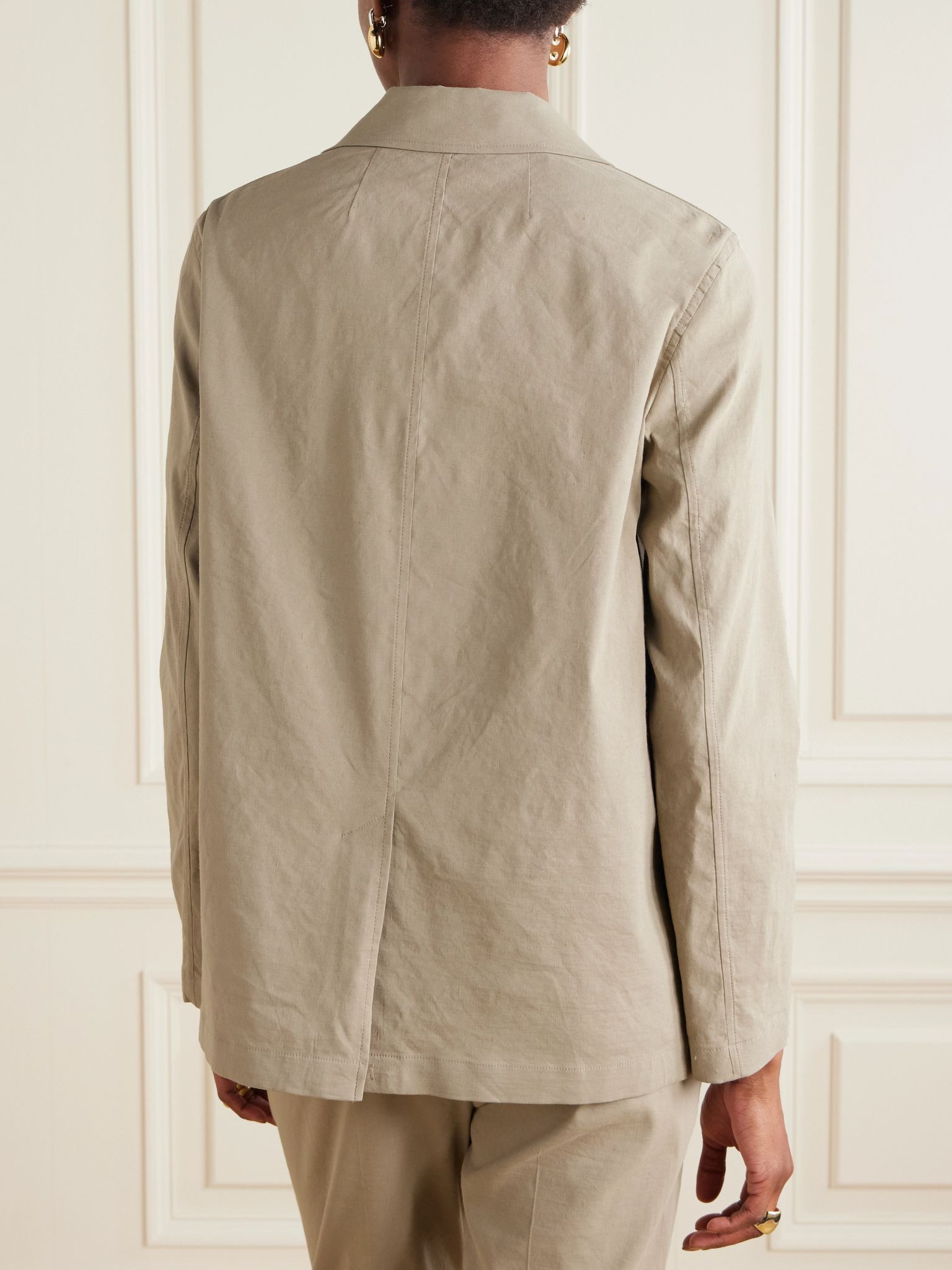 Linen-blend blazer Taupe - 4