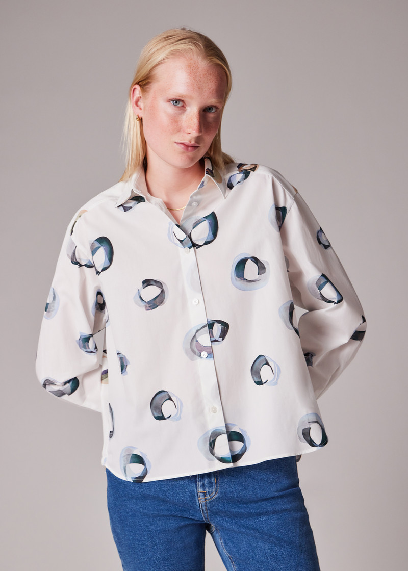 Women's White 'Painted Spot' Cotton Shirt 4