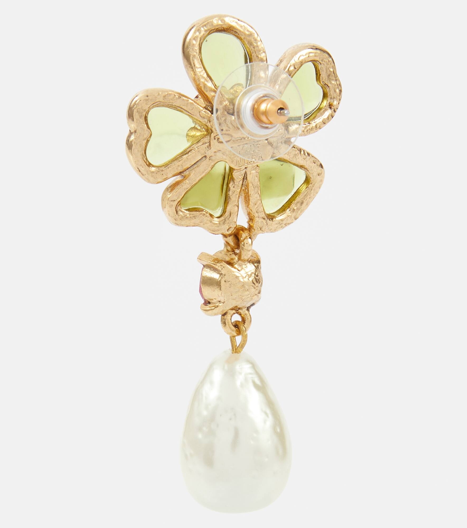 Floral embellished drop earrings - 5