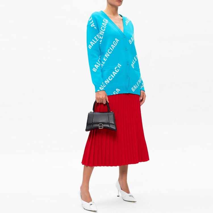 (WMNS) Balenciaga Logo Monogram Cardigan Relaxed Fit 'Blue' 625330T31784661 - 3