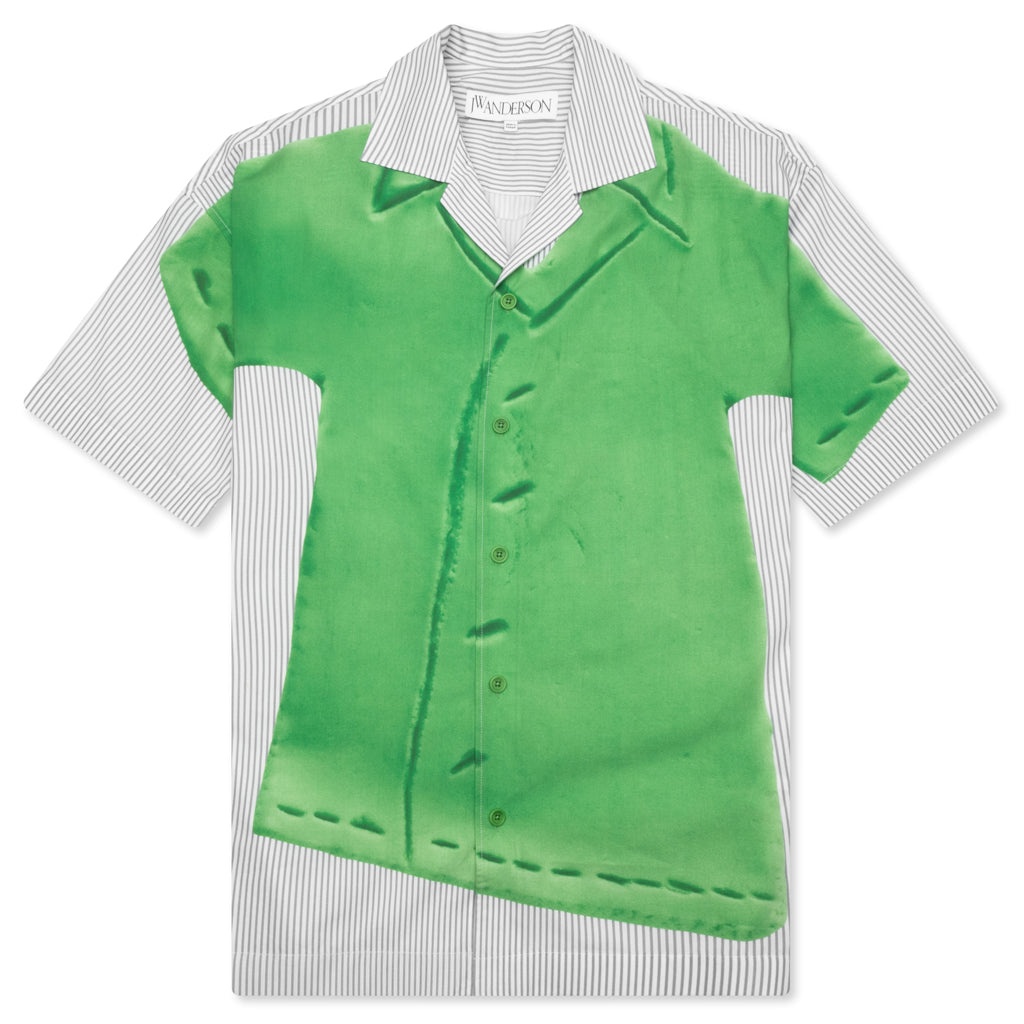 CLAY TROMPE L'OEIL PRINT S/S SHIRT - LIGHT GREY/GREEN - 1