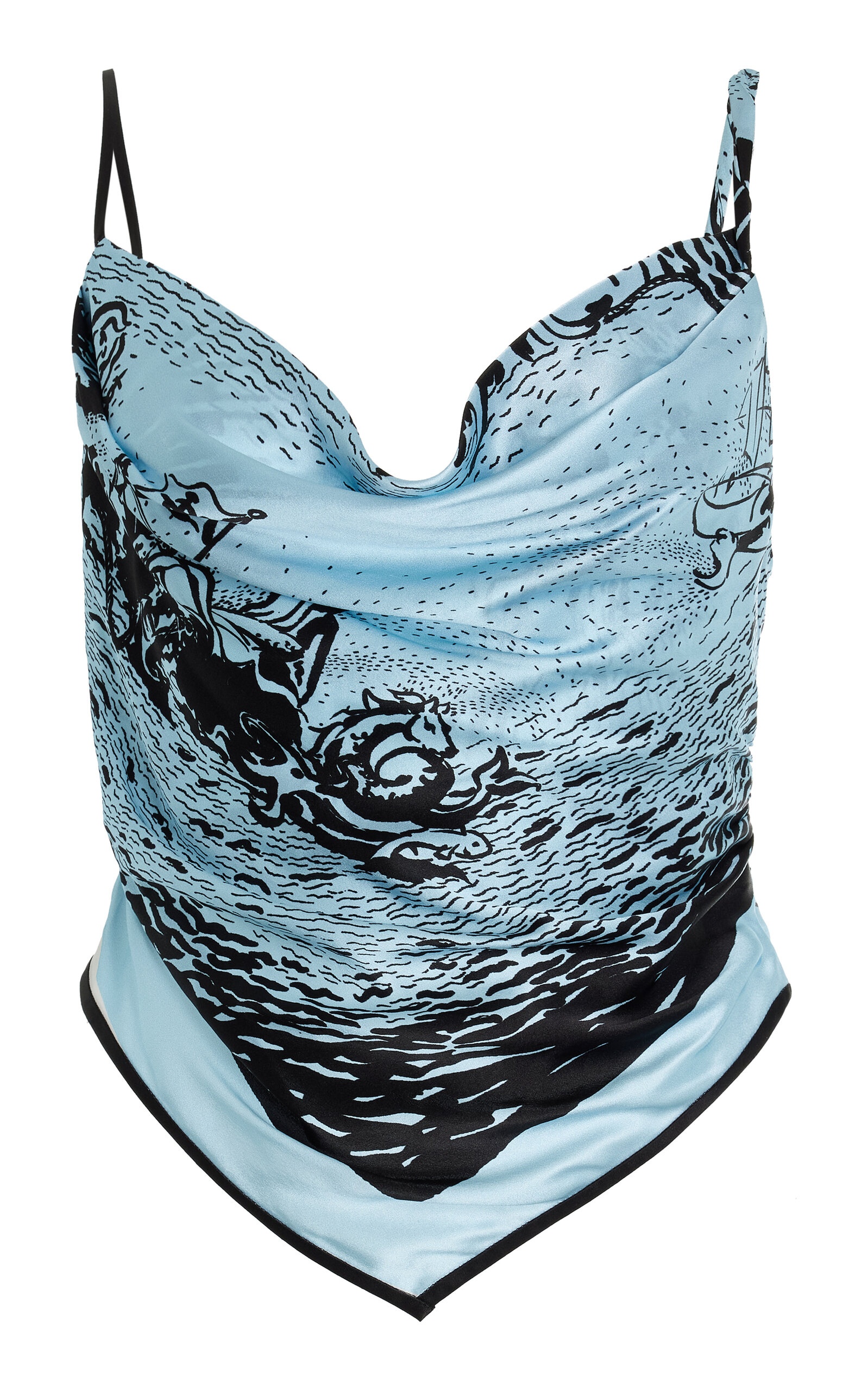 Dreamwood Scarf Printed Silk Top blue - 1