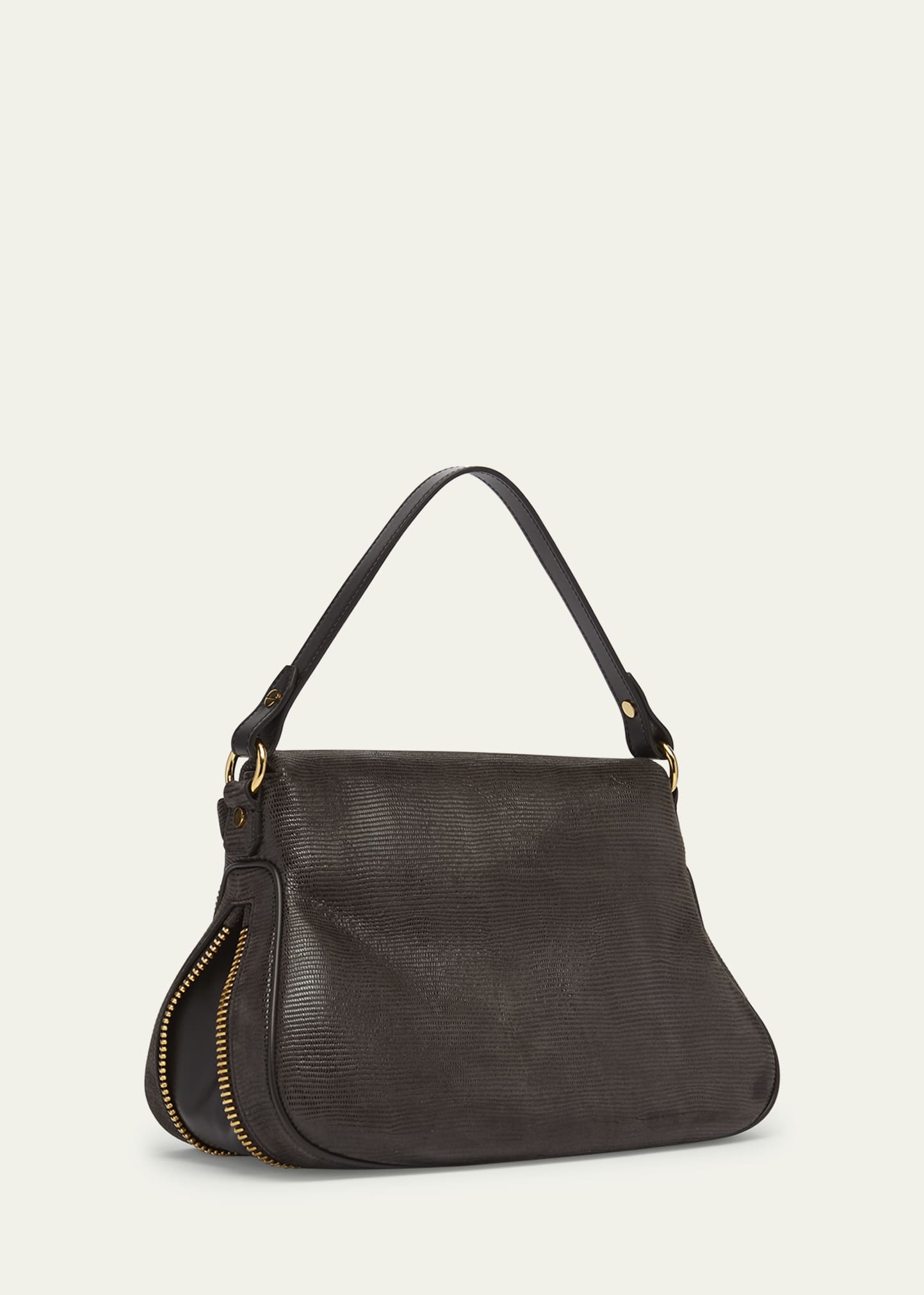Jennifer Medium Shoulder Bag in Lizard-Embossed Leather - 3