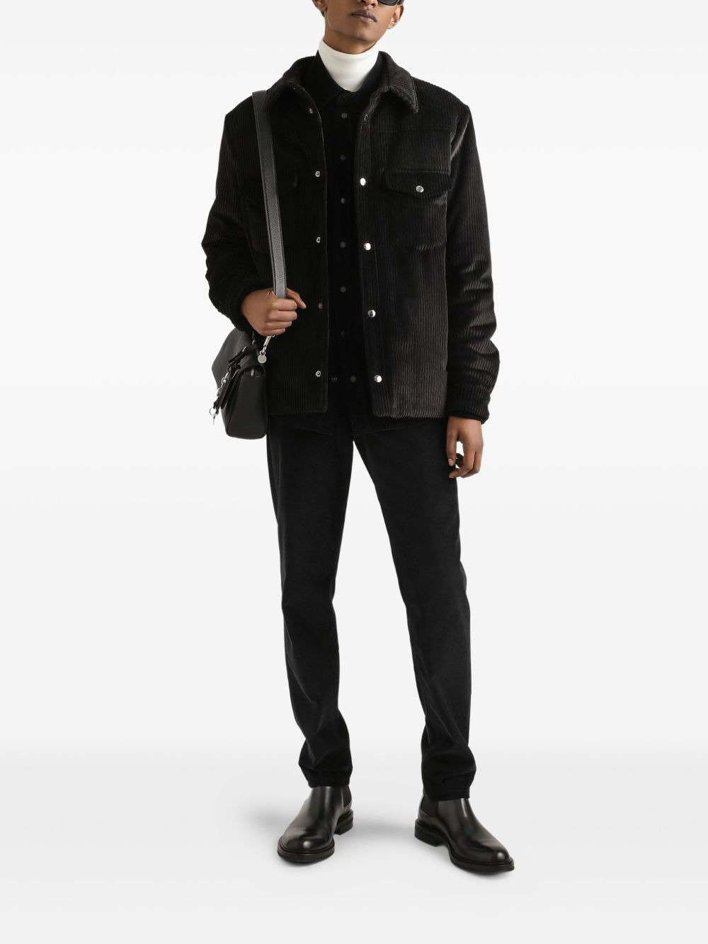 logo-plaque corduroy trousers - 2
