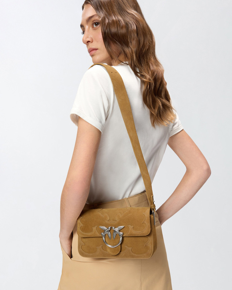 MINI LOVE BAG ONE SLOUCHY SMALL SHOULDER BAG IN SUEDE WITH INLAYS 5