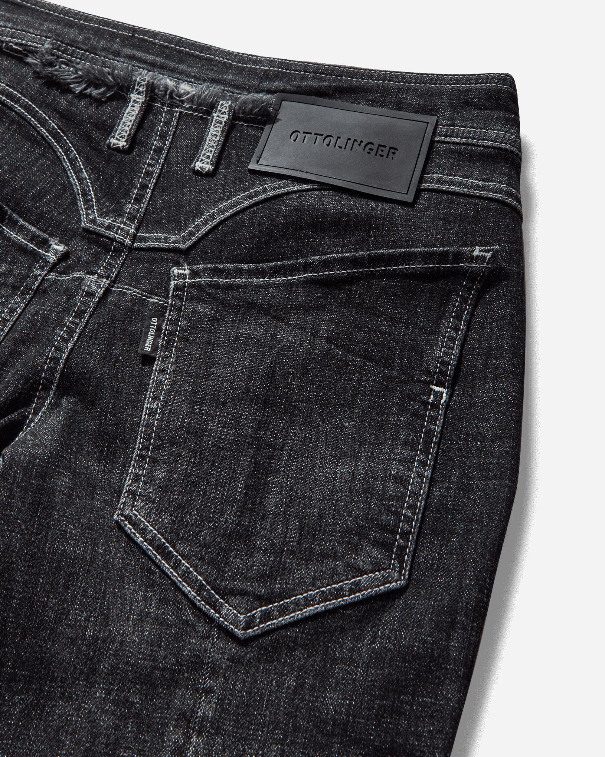 Women's Open Back Denim Pants Black - 4