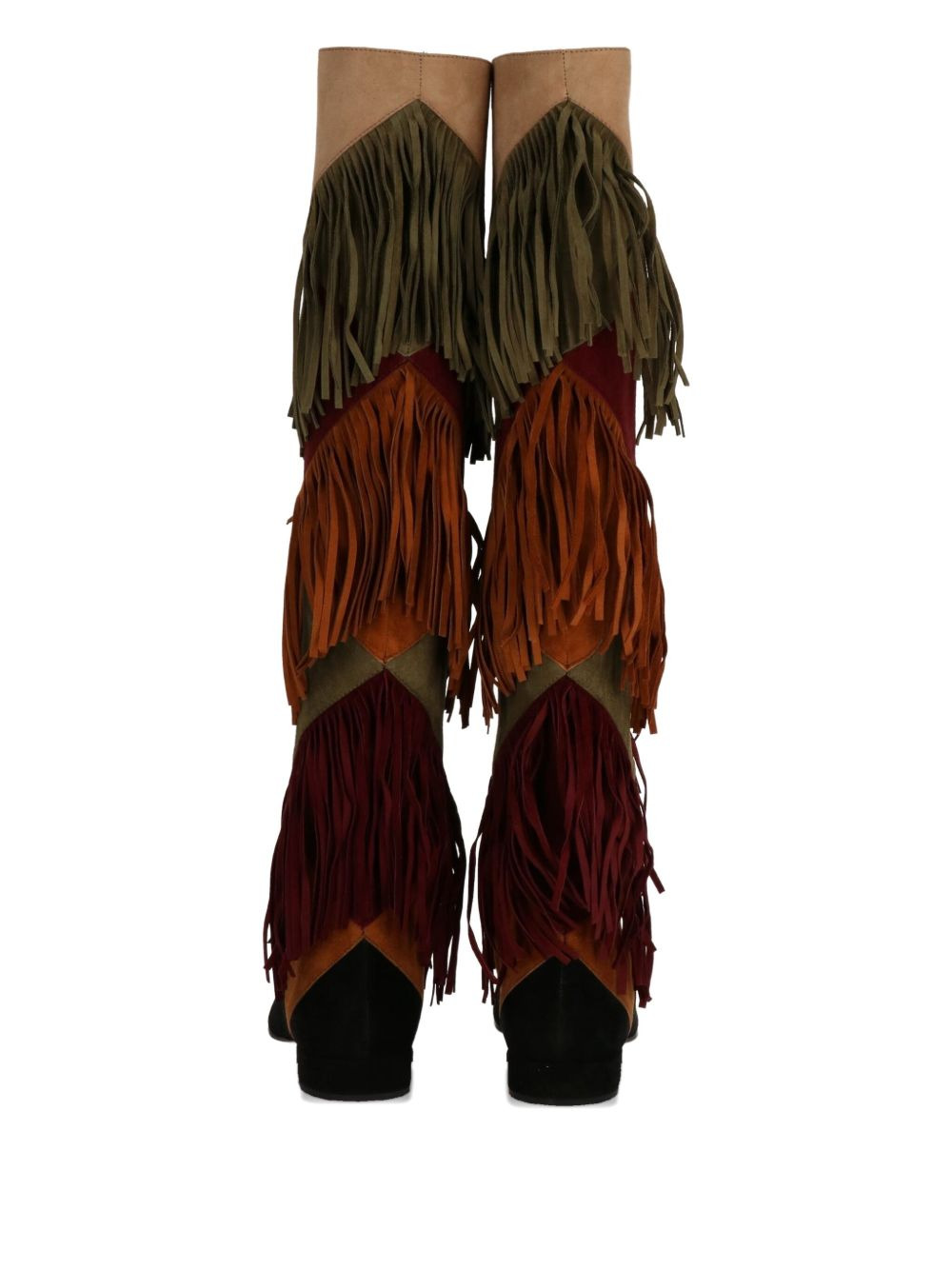 suede fringe knee-high boots - 3
