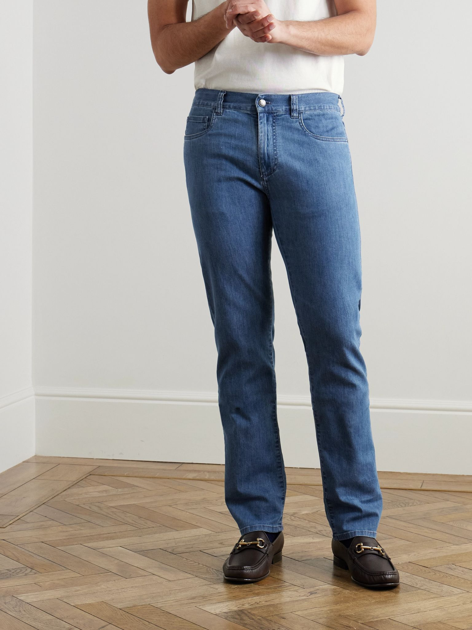 Slim-Fit Straight-Leg Jeans Blue - 3