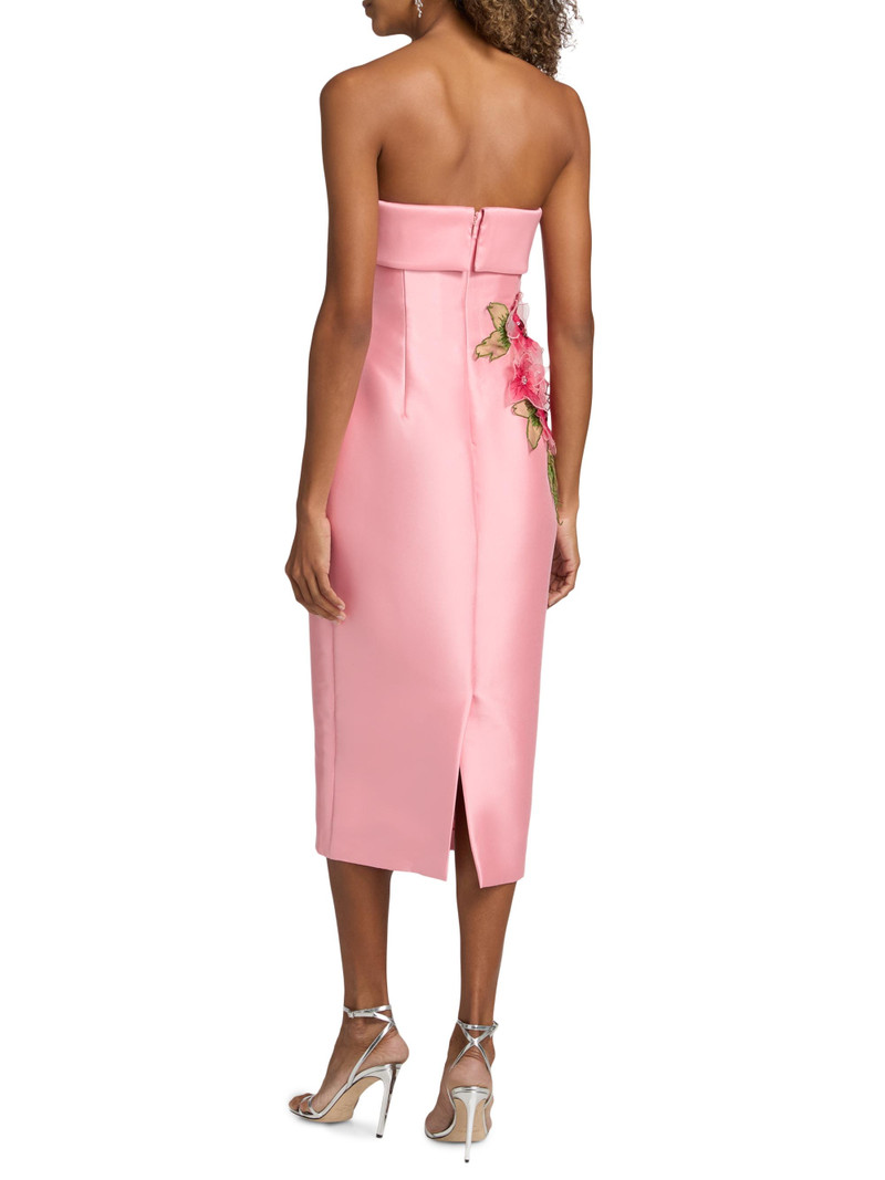Women's Floral Appliqué Strapless Cocktail Dress - Peony 5