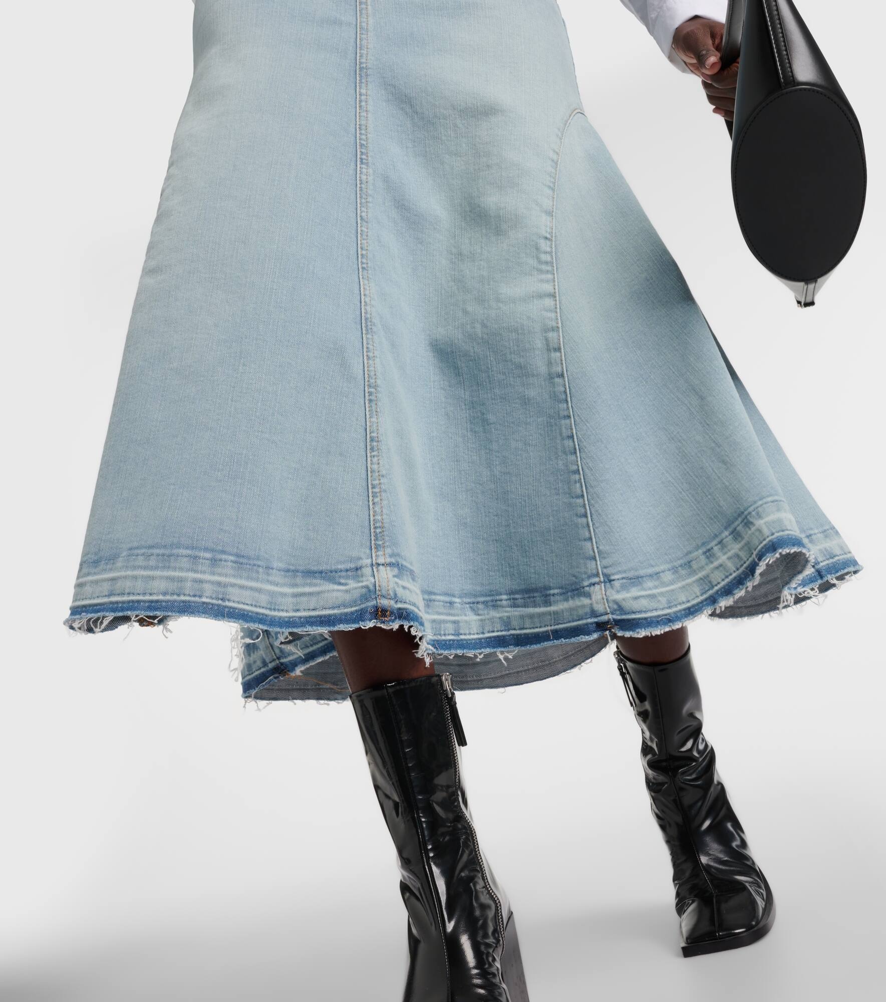 High-rise denim midi skirt - 5