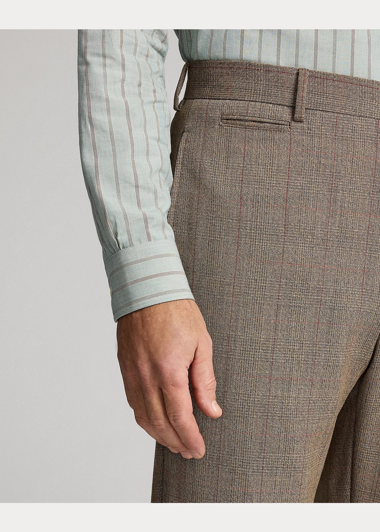 Slim Fit Glen Plaid Wool Suit Trouser - 5