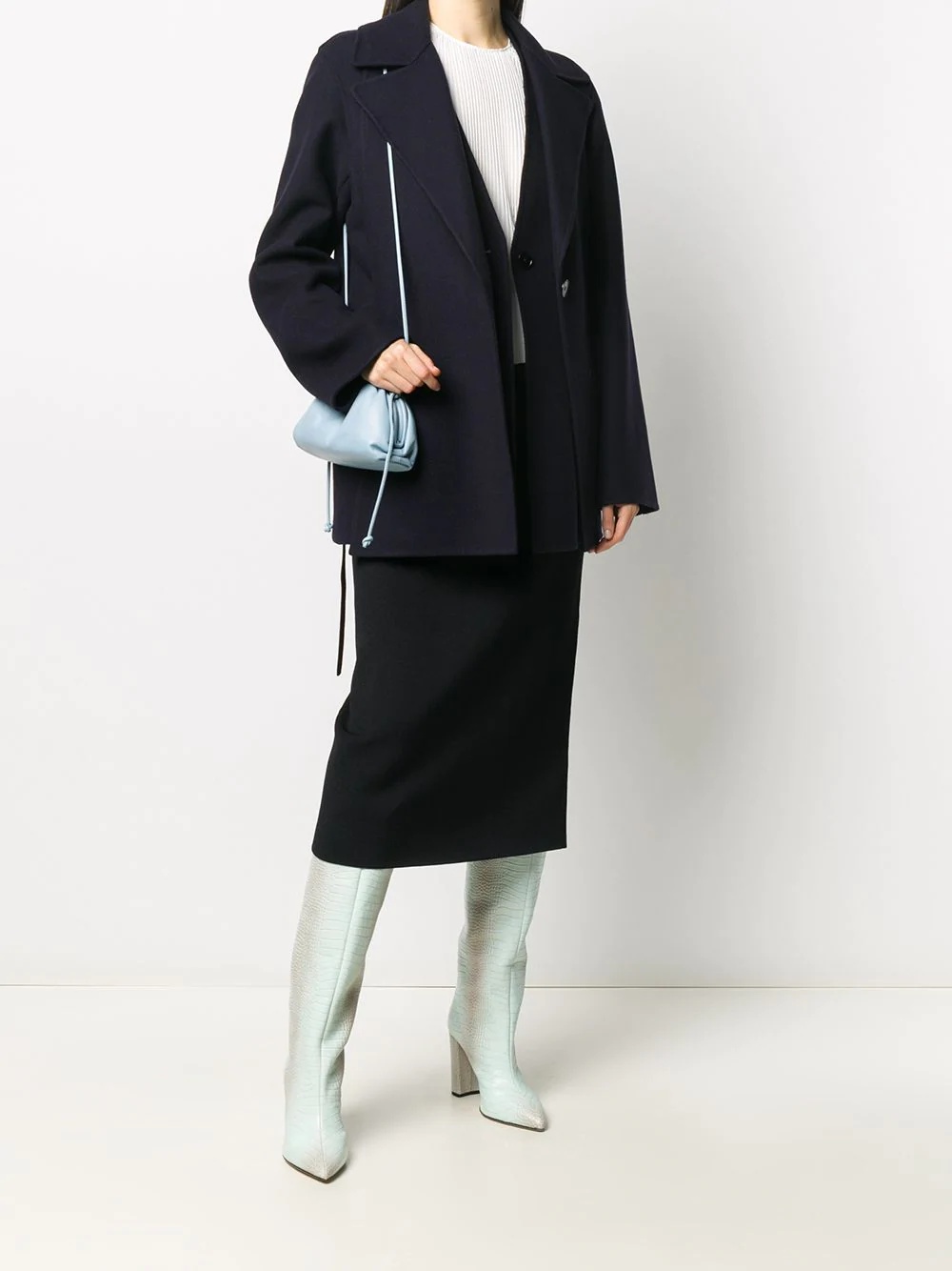 layered cashmere pea coat - 2