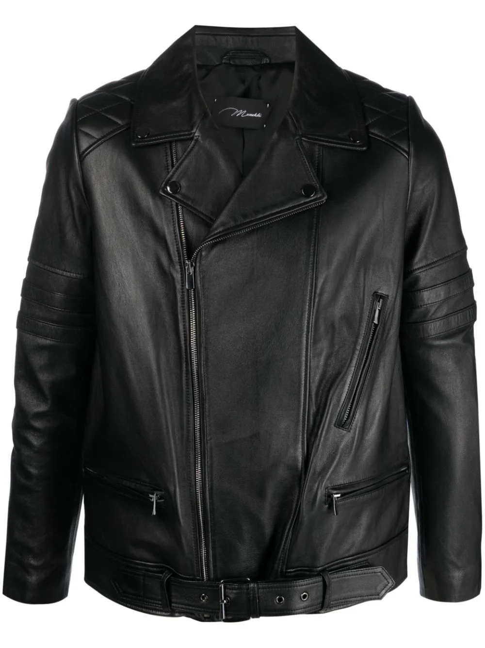 off-centre zip-fastening leather jacket - 1