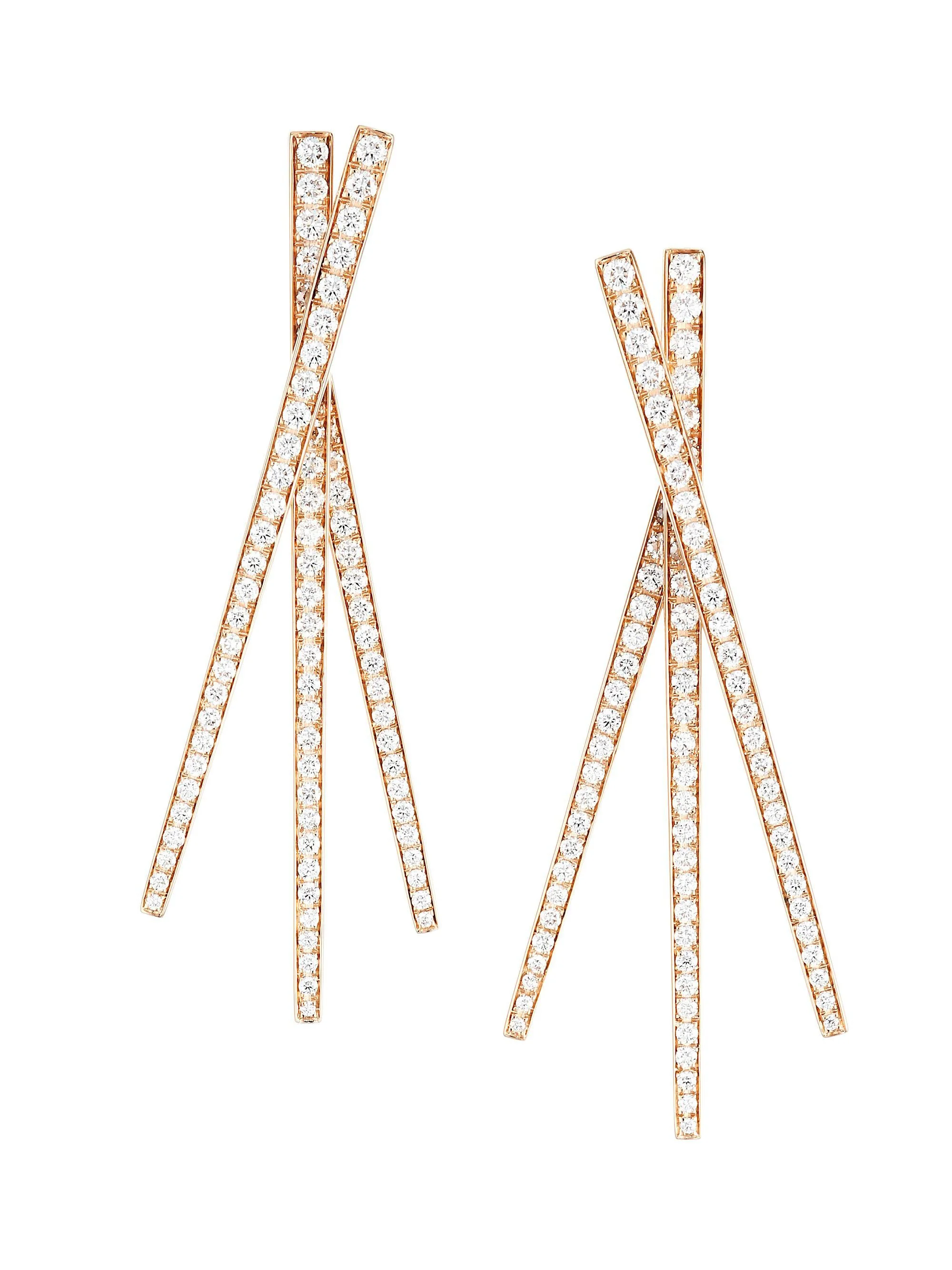 Women's 18K Rose Gold & Diamond Triple Stick Earrings - Rose Gold - 1