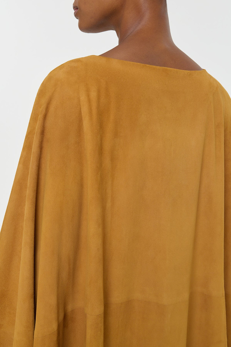Calian Raw Cut Cape In Cashew Suede 10