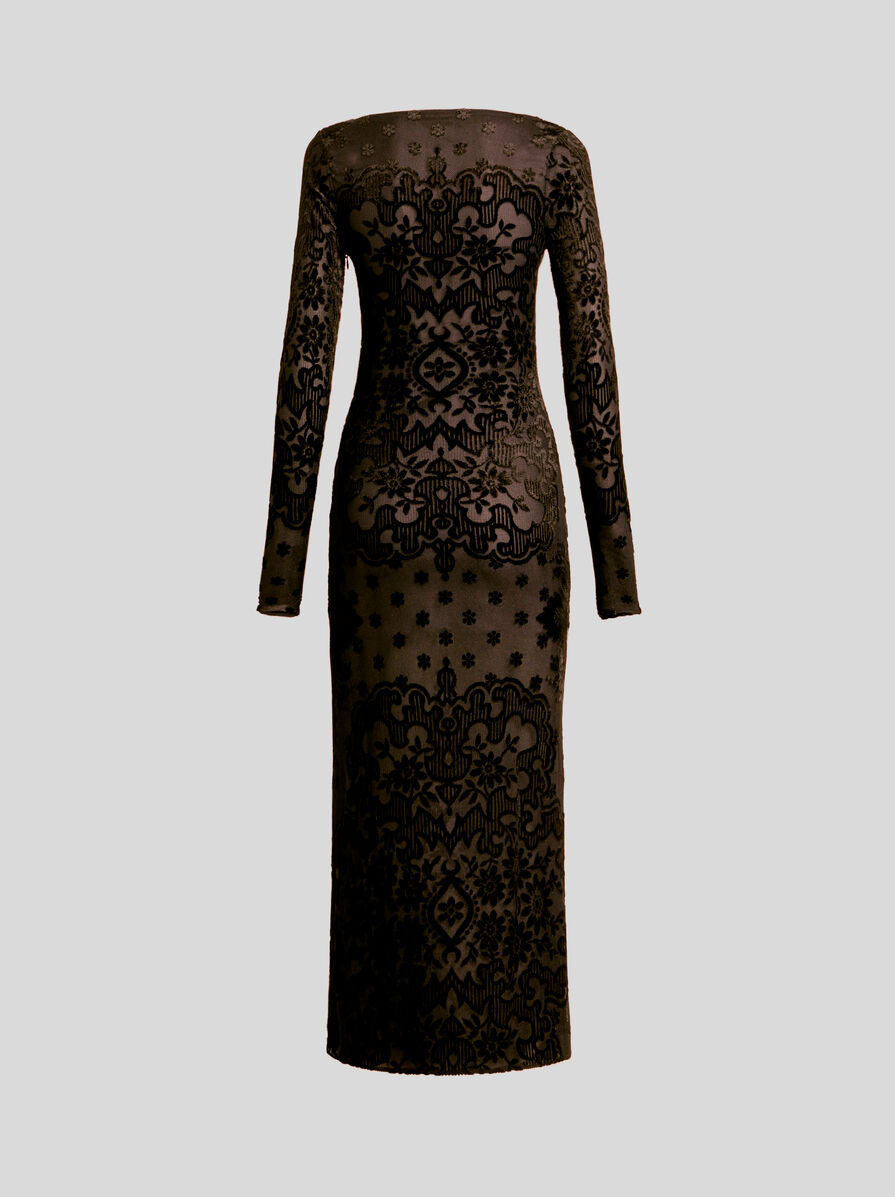 TULLE AND JACQUARD VELVET DRESS - 5