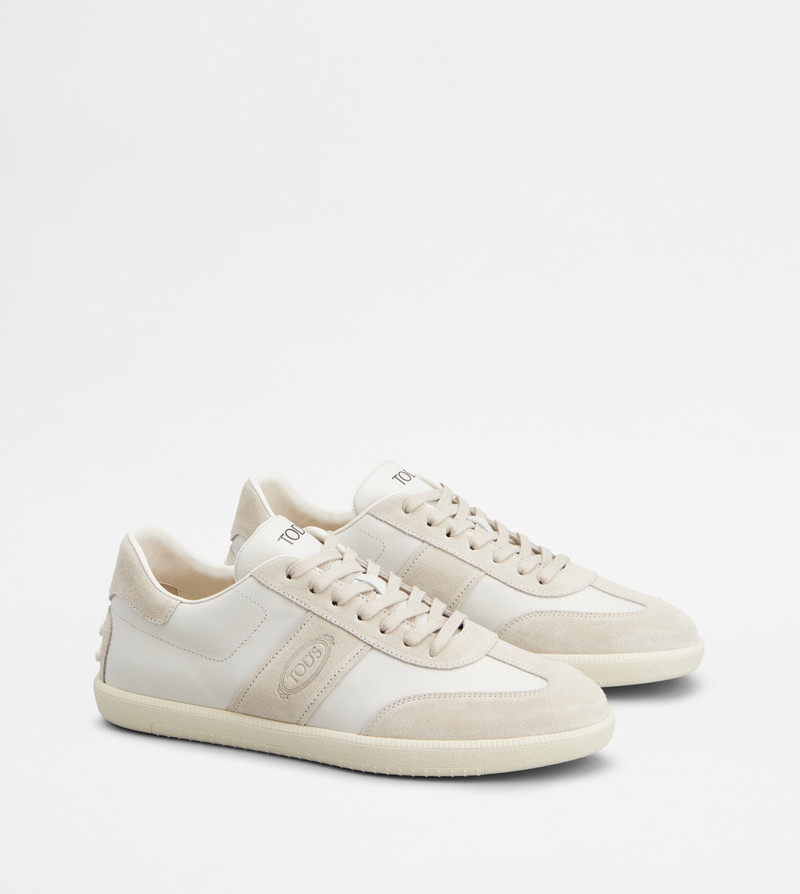 TOD'S TABS SNEAKERS IN SMOOTH LEATHER AND SUEDE - WHITE, BEIGE 3