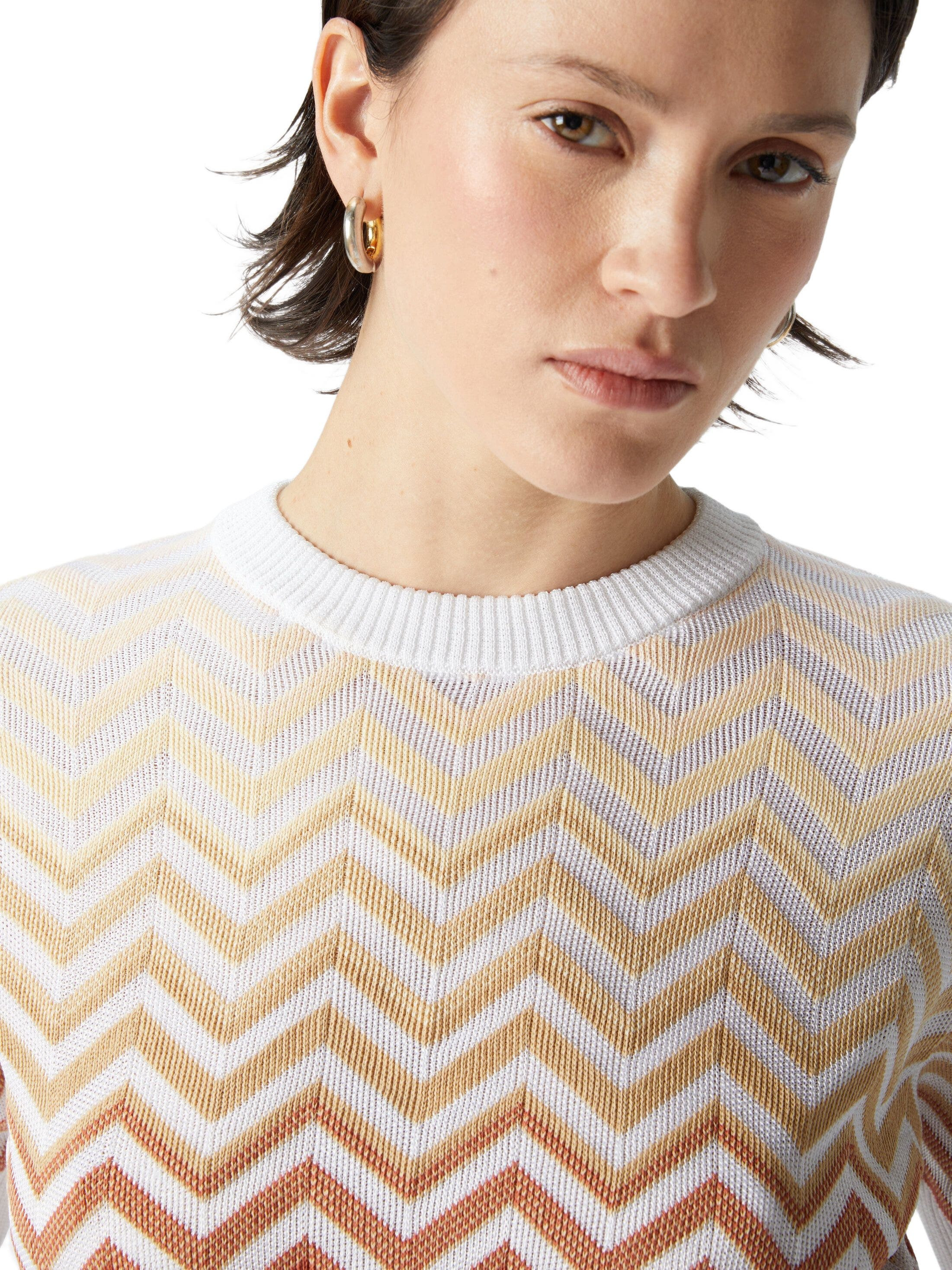 Missoni Short-sleeved Crewneck Sweater With Dégradé Chevron Motif in White Multi at Nordstrom - 4