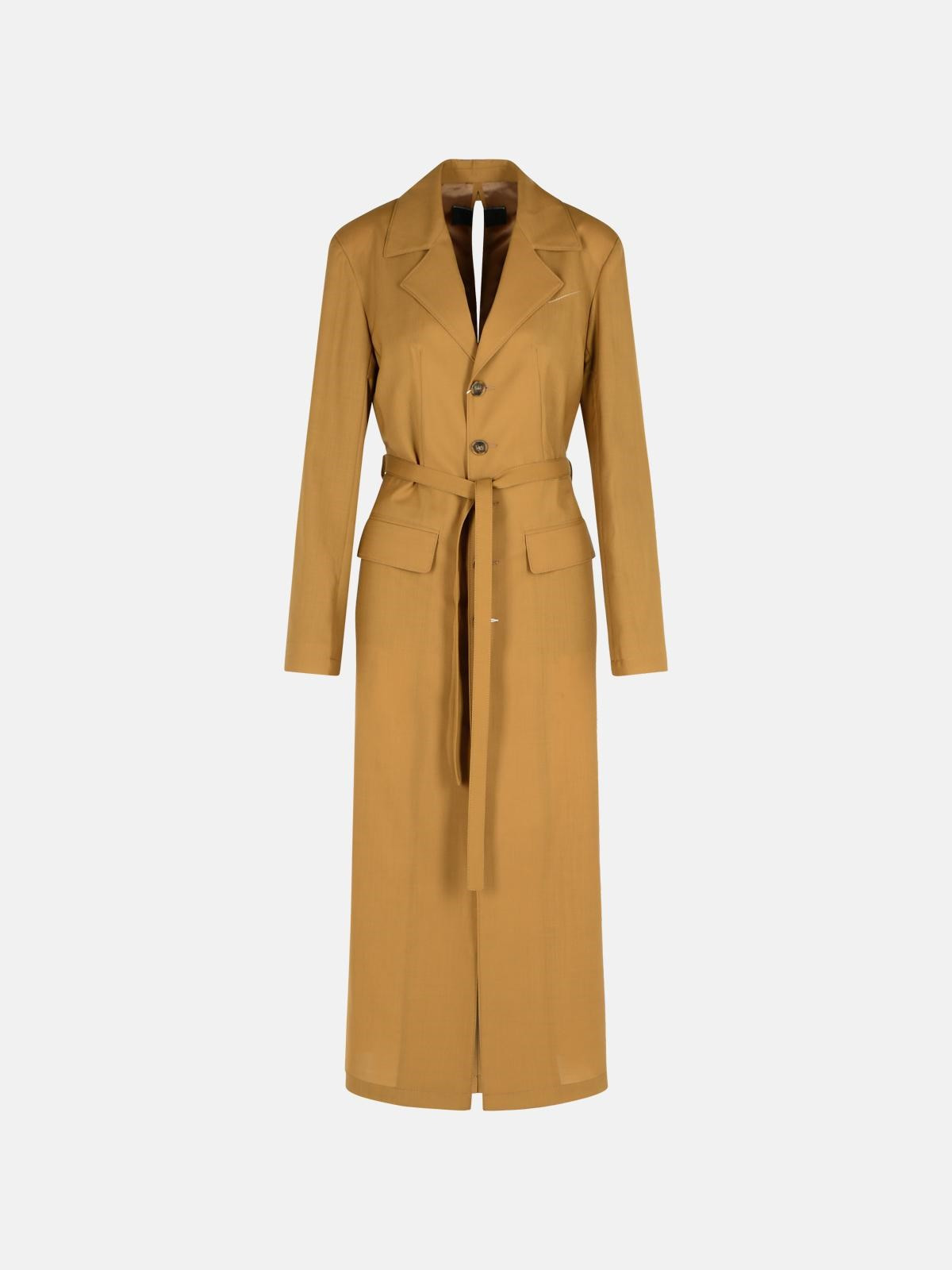 BEIGE WOOL TRENCH COAT - 1