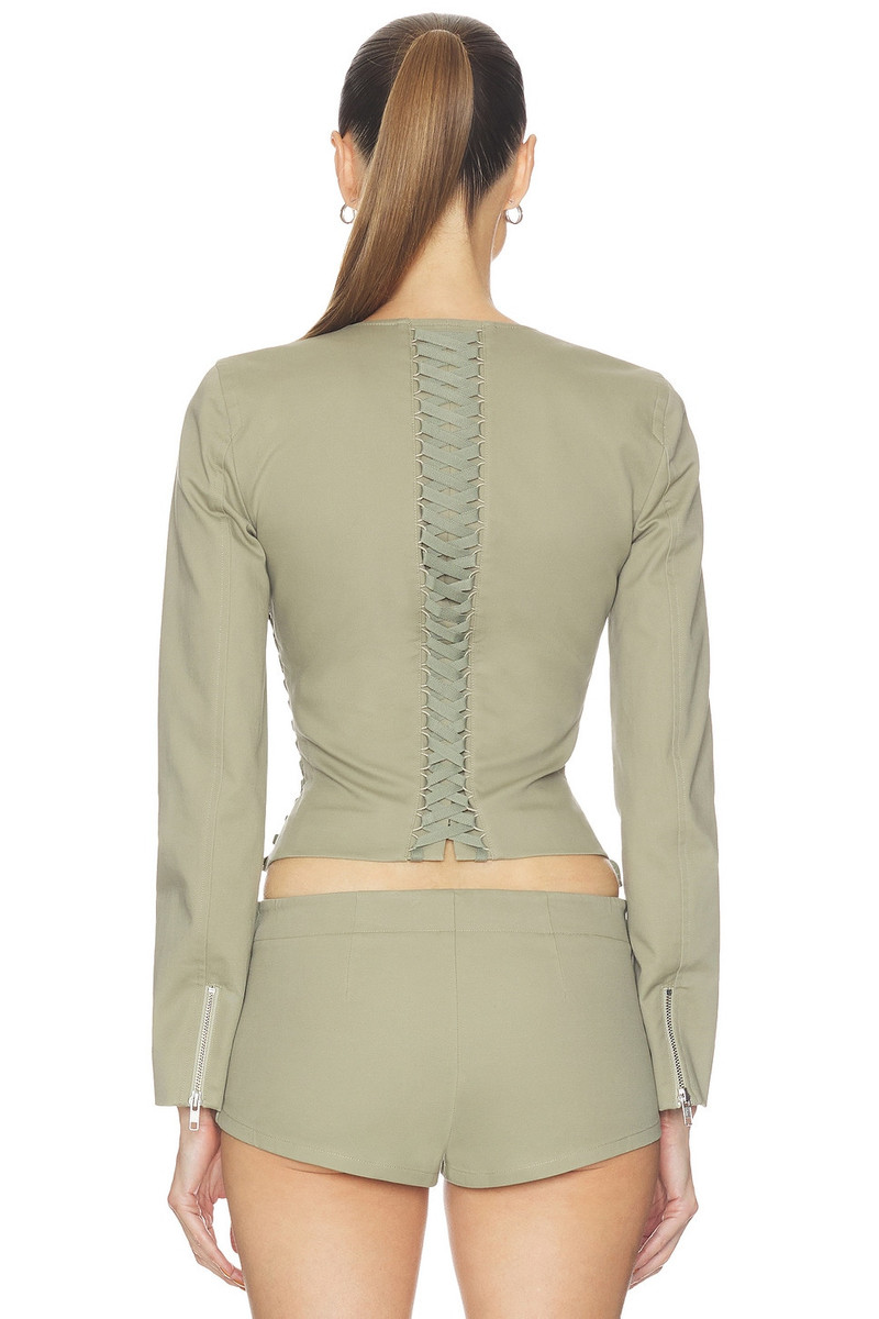HAELO Lace Up Jacket in Surplus Khaki outlook