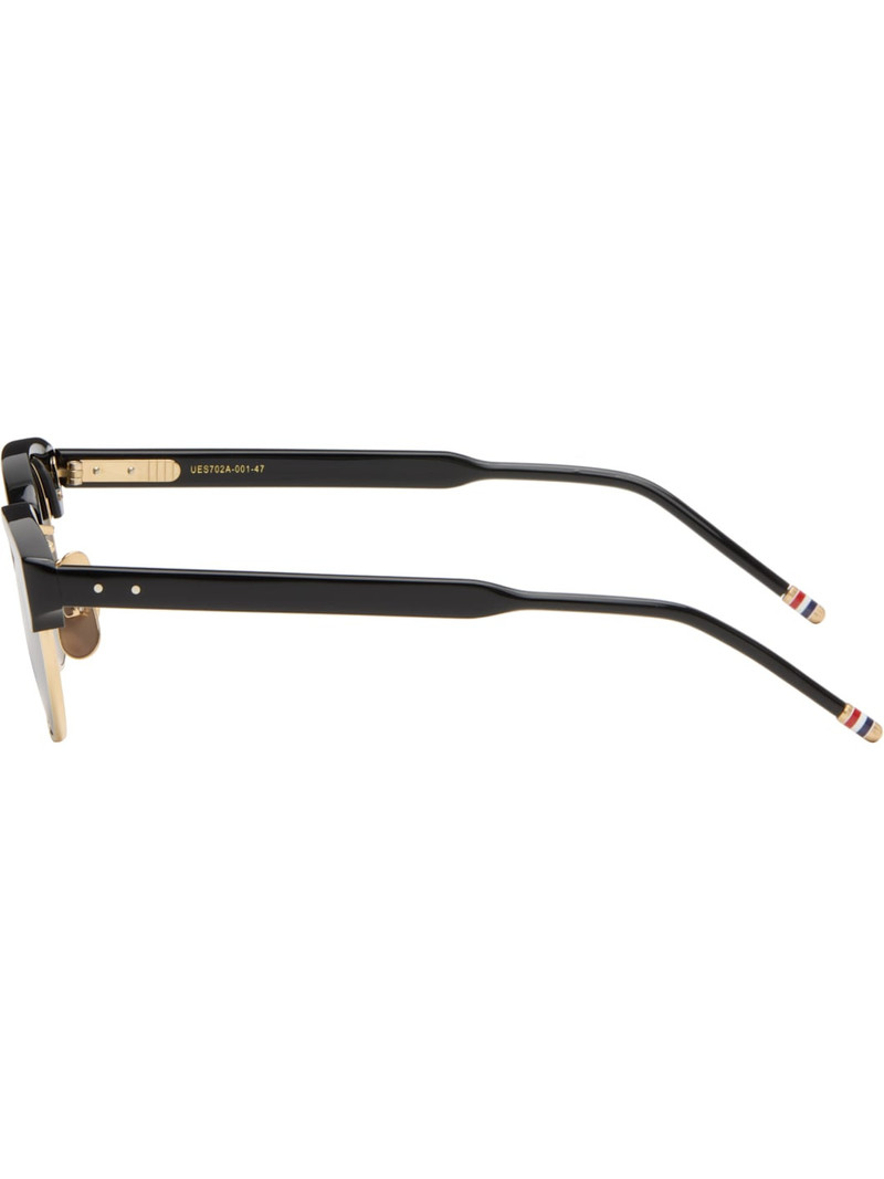 Black Acetate & Titanium Oval Sunglasses 3