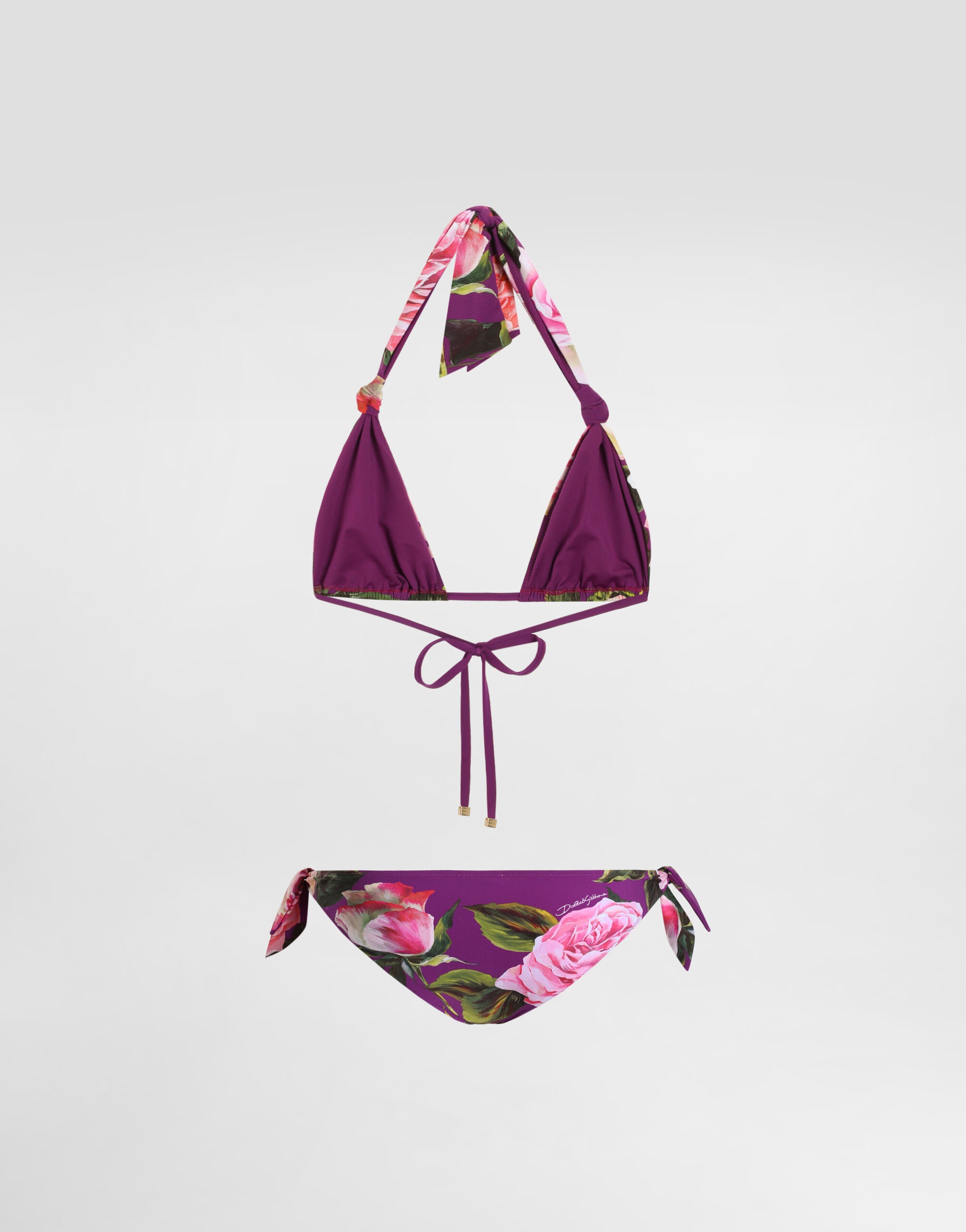 Rose-print triangle bikini - 3