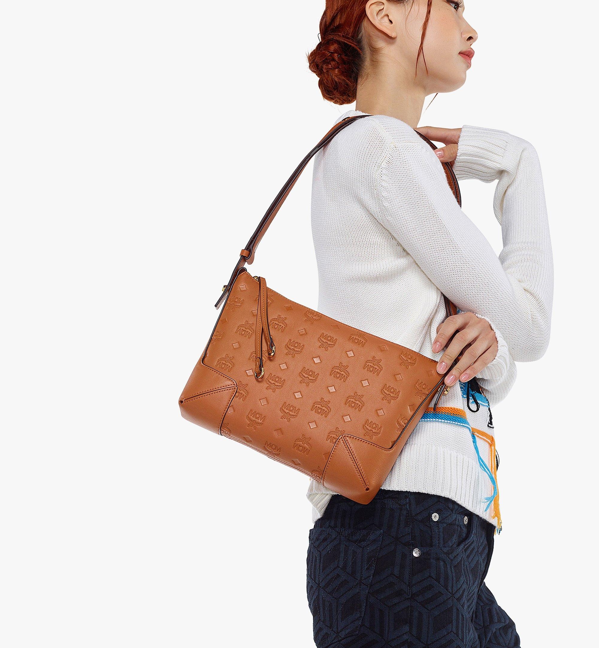 Aren Shoulder Bag in Embossed Monogram Leather - 2