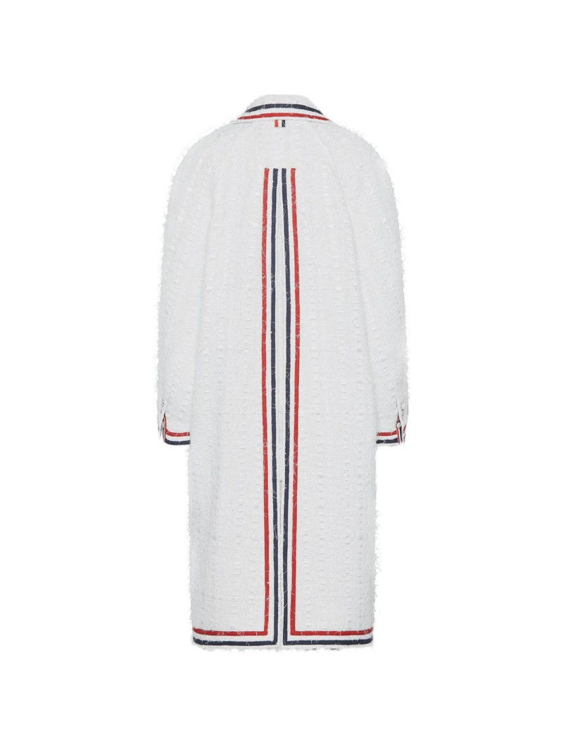 Thom Browne ribbon tweed raglan coat outlook